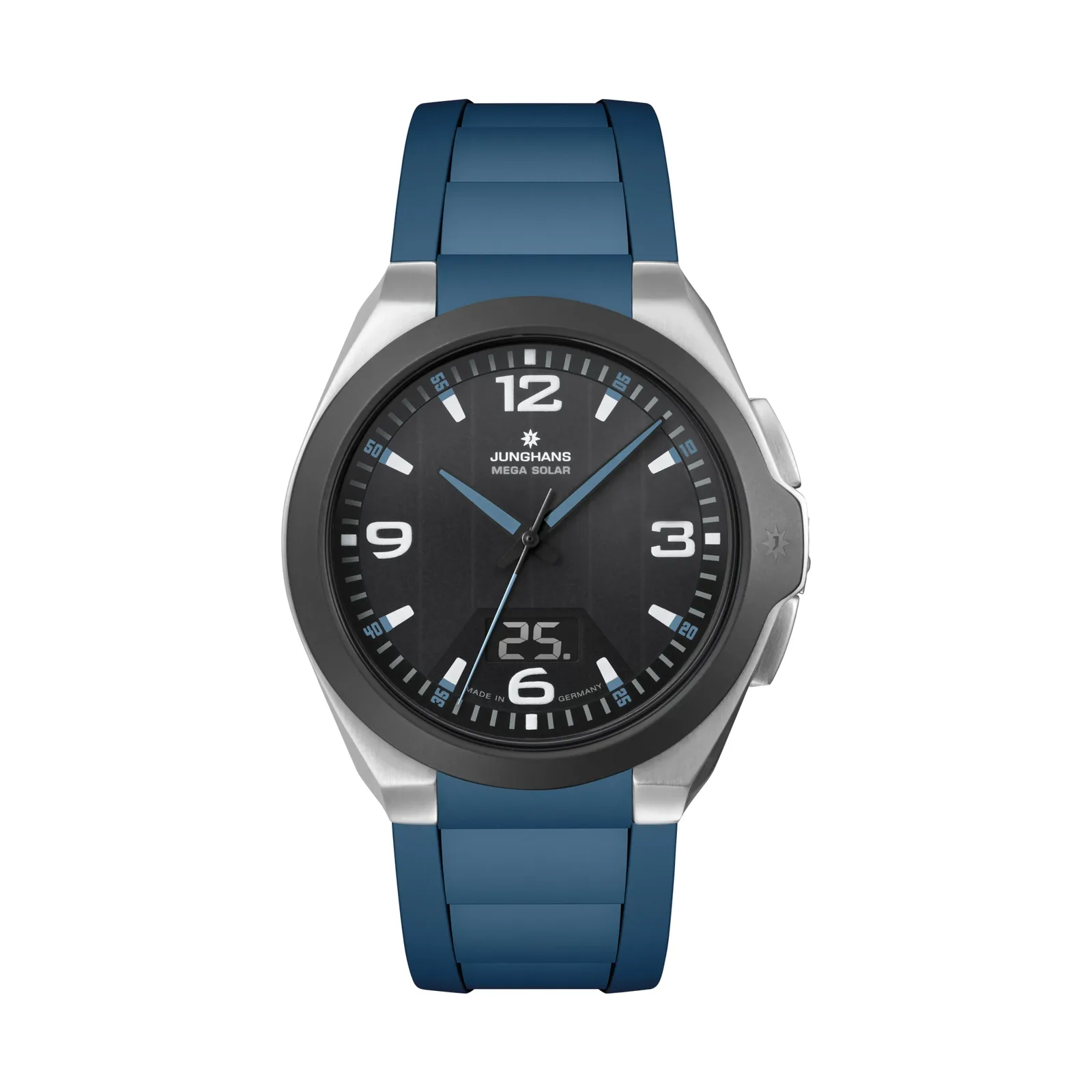 Junghans Spektrum Mega Solar Funk Kautschukband Herrenuhr 18/1527.00