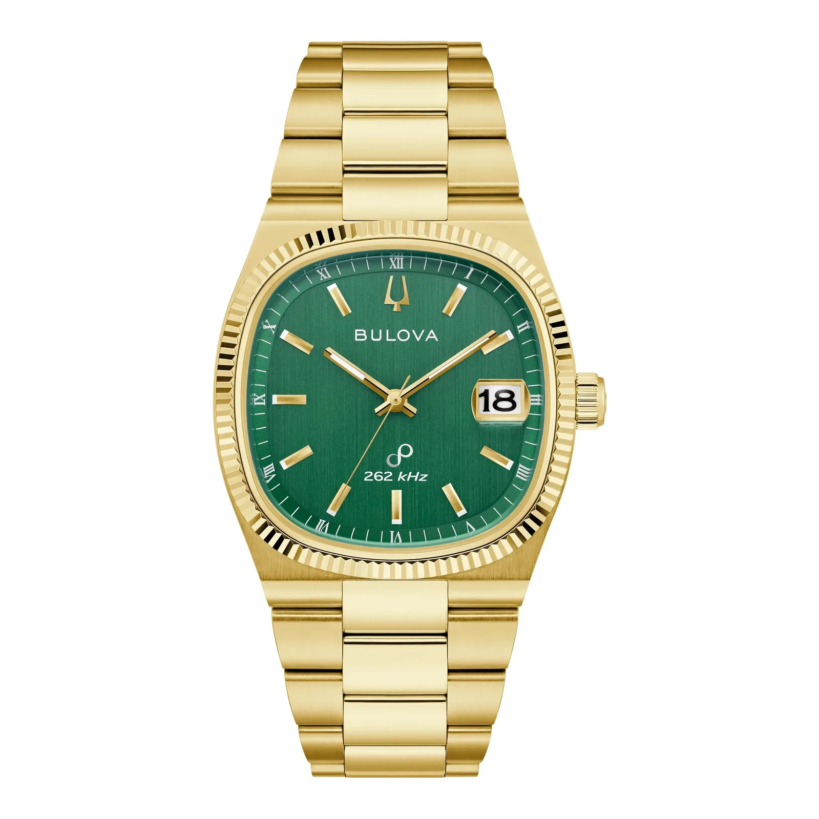Bulova Super Seville Precisionist goldfarben grün Herrenuhr 97B237