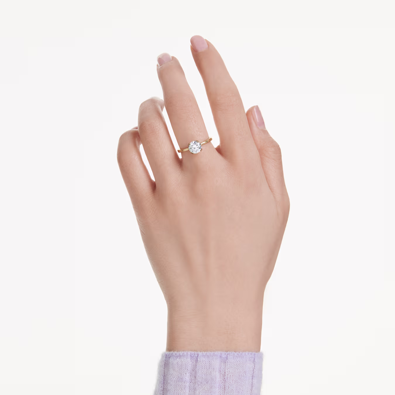 Swarovski  Stilla Cocktailring Rundschliff, Weiß, 18k vergoldet