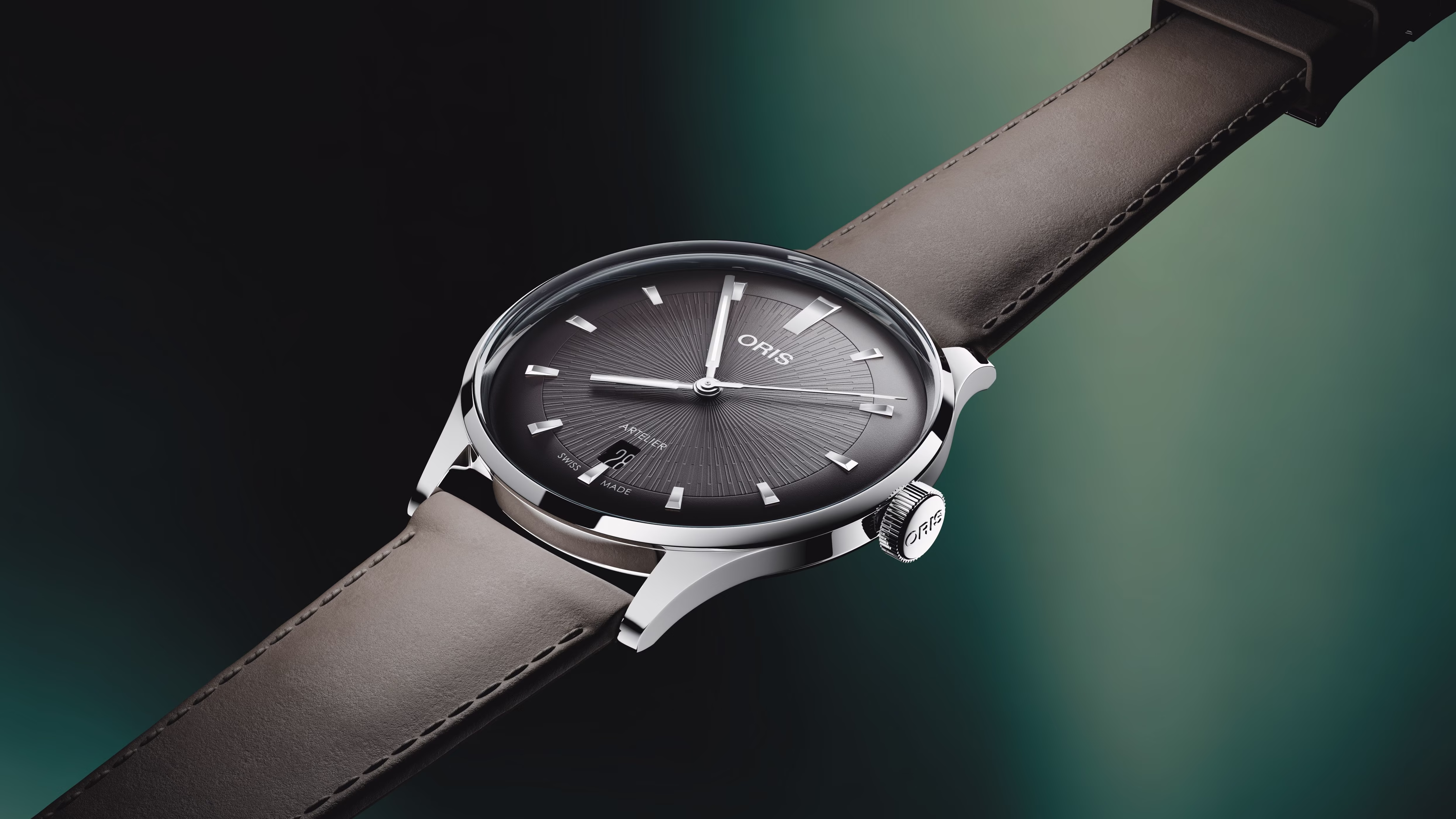 Oris Artelier Date 38mm Automatik Lederband Schwarz Herrenuhr 01 733 7810 4054-07 6 20 18FC