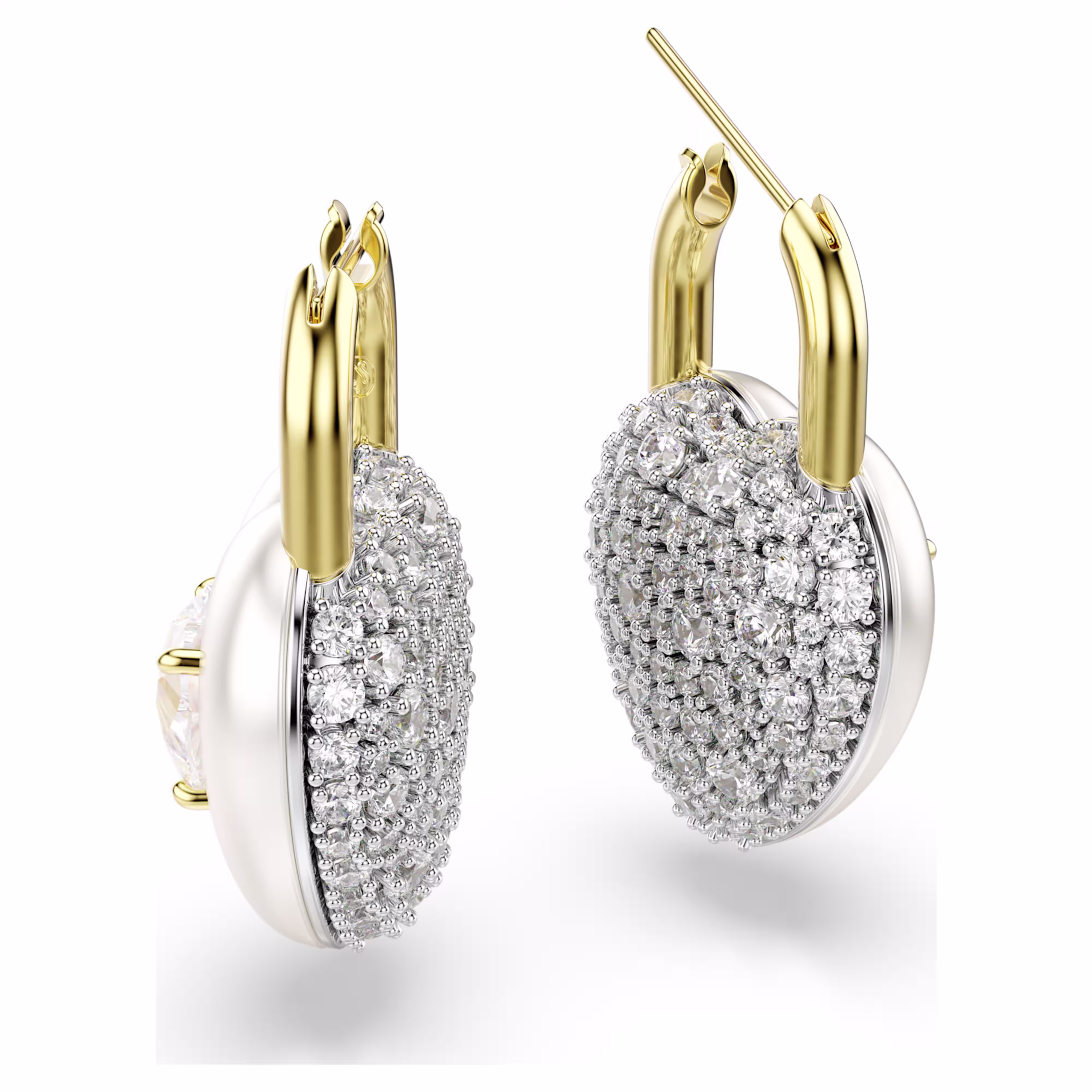 Swarovski  Idyllia Drop-Ohrhänger Verschiedene Schliffe, Herz, Weiß, Goldlegierungsschicht