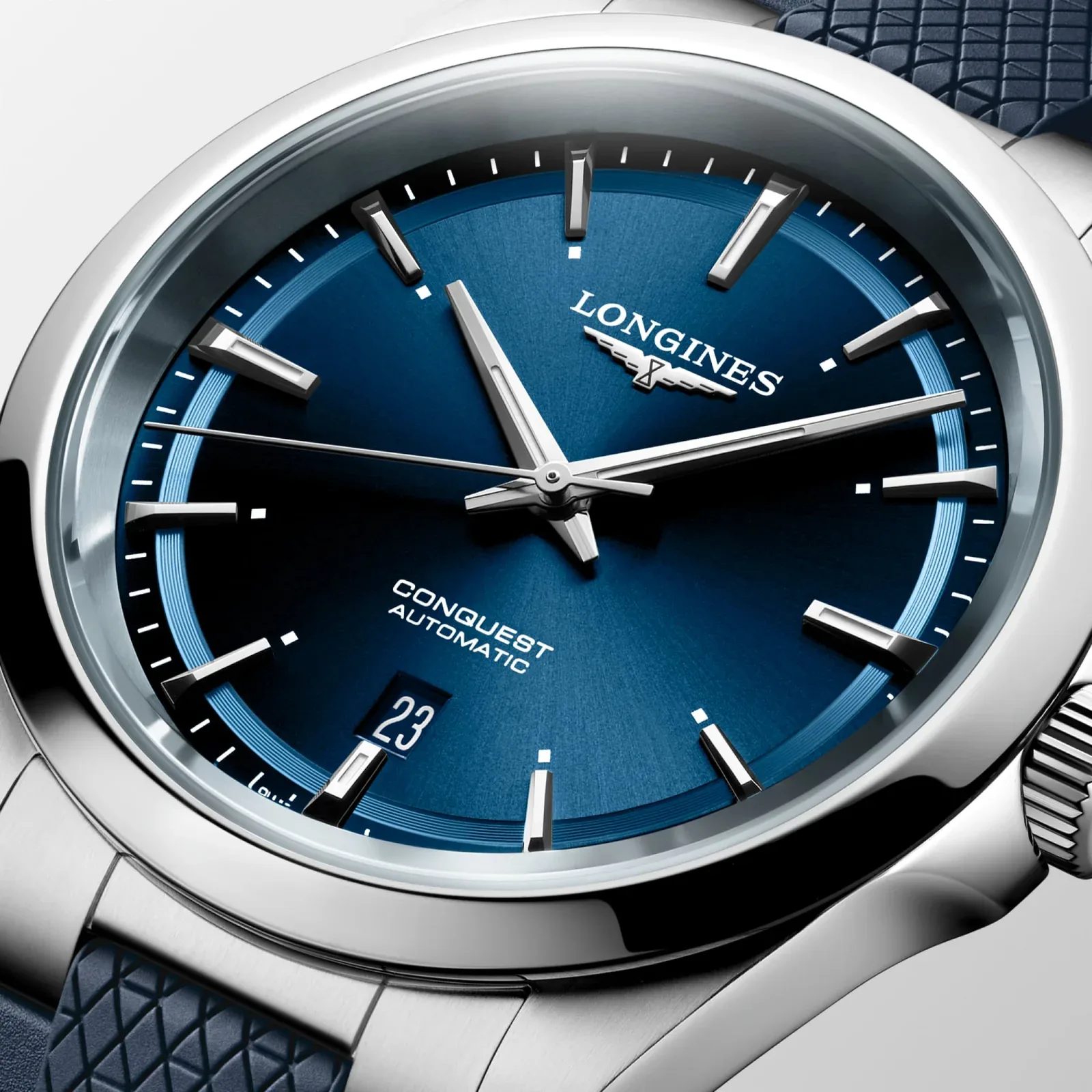 Longines Conquest Blau Kautschukband blau 41 mm Herrenuhr L3.830.4.92.9