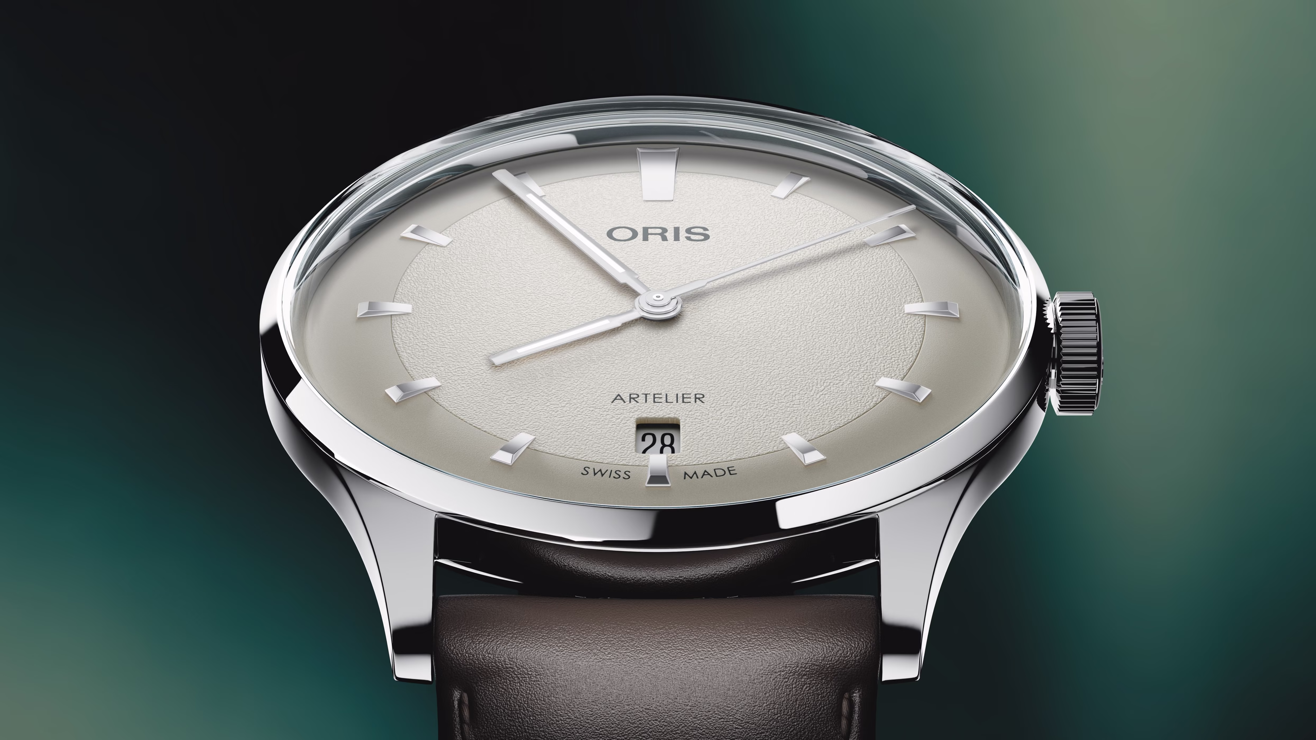 Oris Artelier Date 38mm Automatik Lederband Weiß Herrenuhr 01 733 7810 4051-07 6 20 17FC