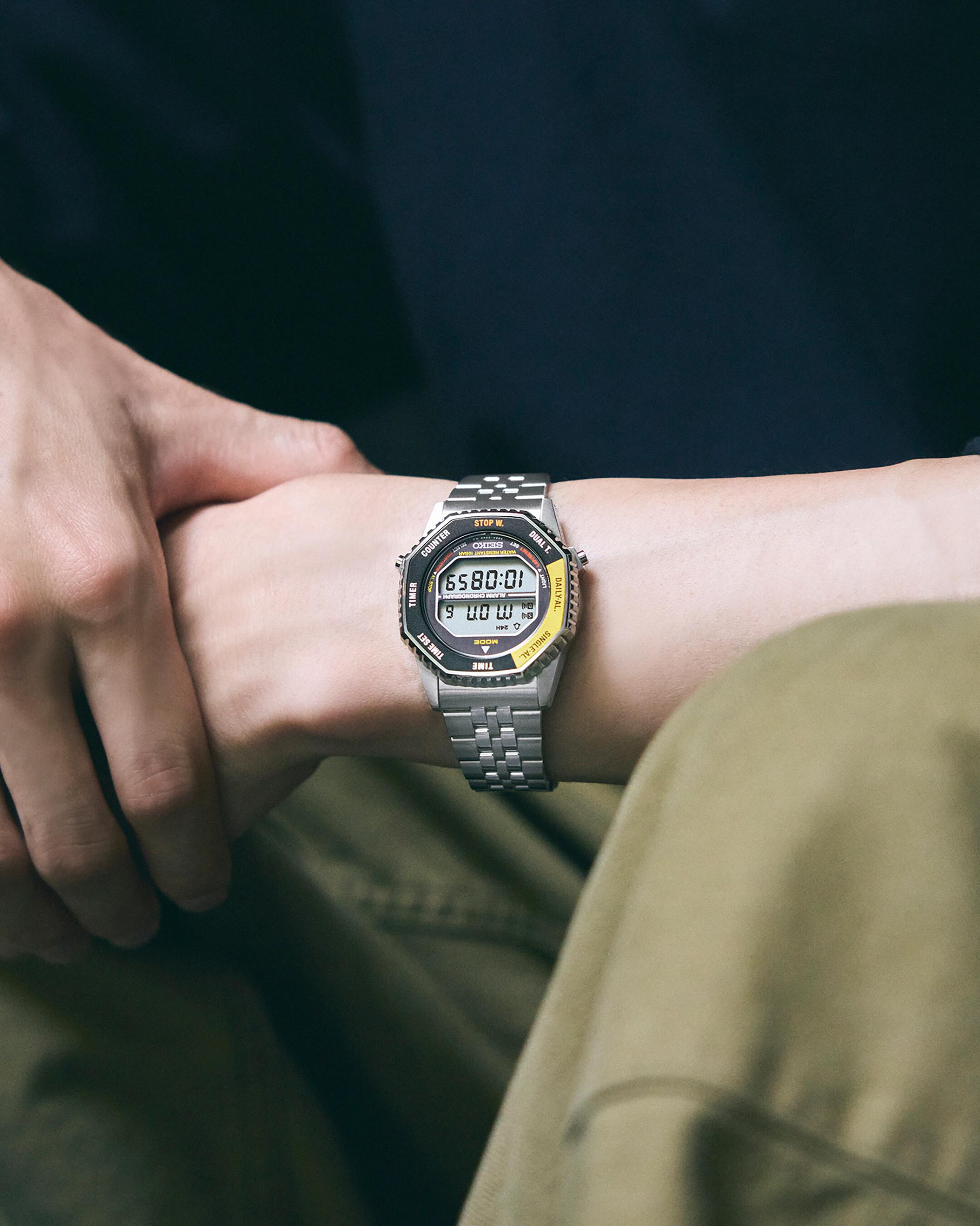 Seiko Klassik Digital Chronograph, Gelb Herrenuhr SMGG17P1