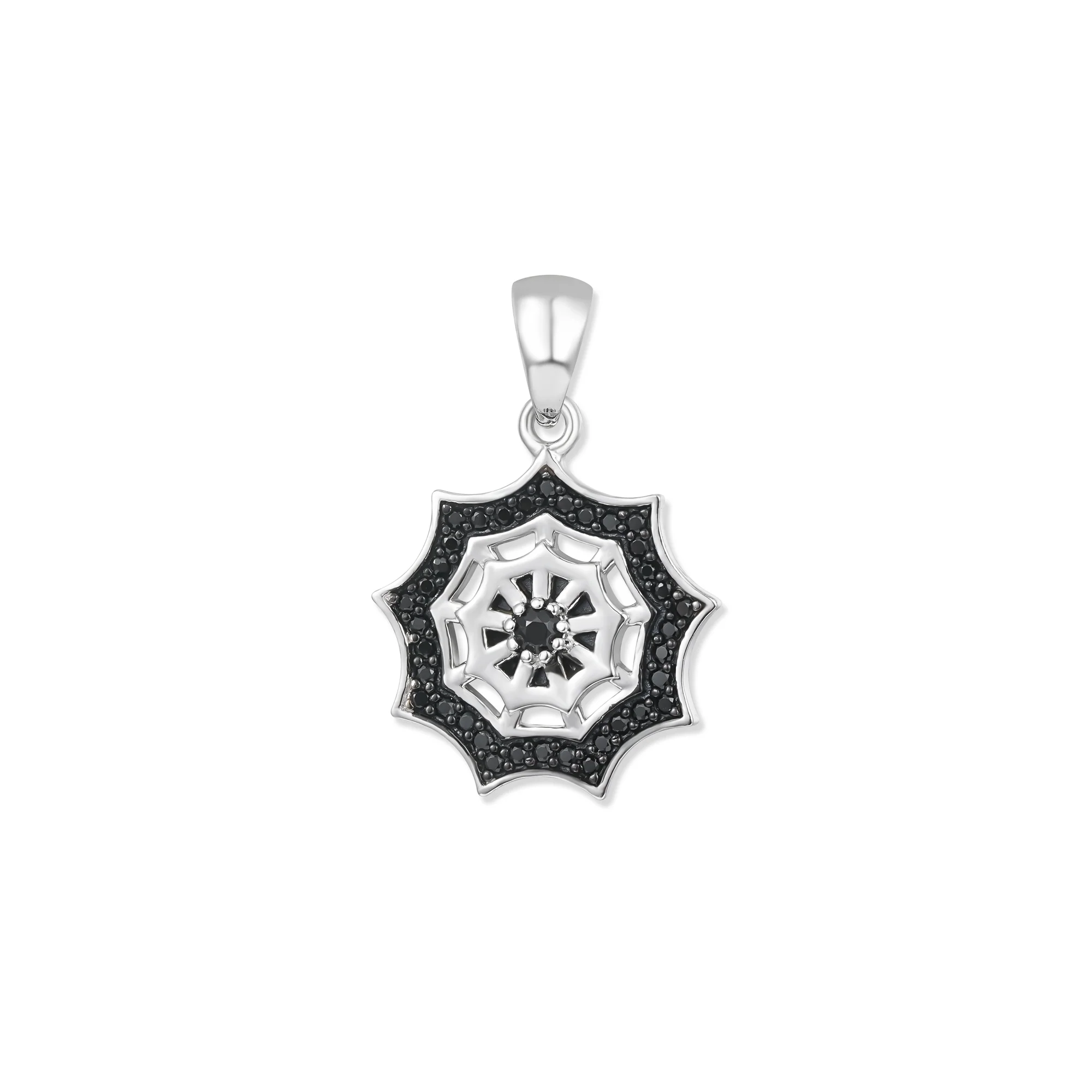Seinerzeit Anhänger Dante Spinnennetz Anhänger 925 Sterling Silber, besetzt mit schwarzen Zirkonia