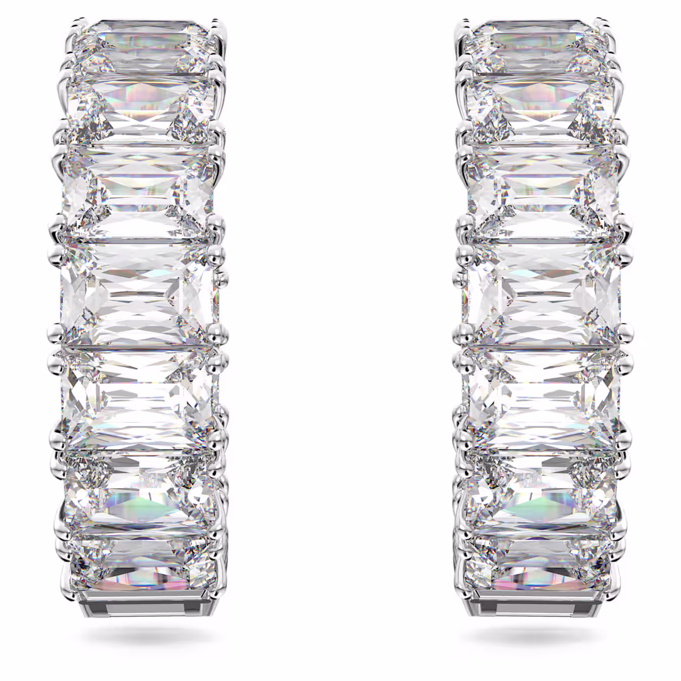 Swarovski  Matrix Kreolen Oktagon-Schliff, Weiß, Rhodiniert