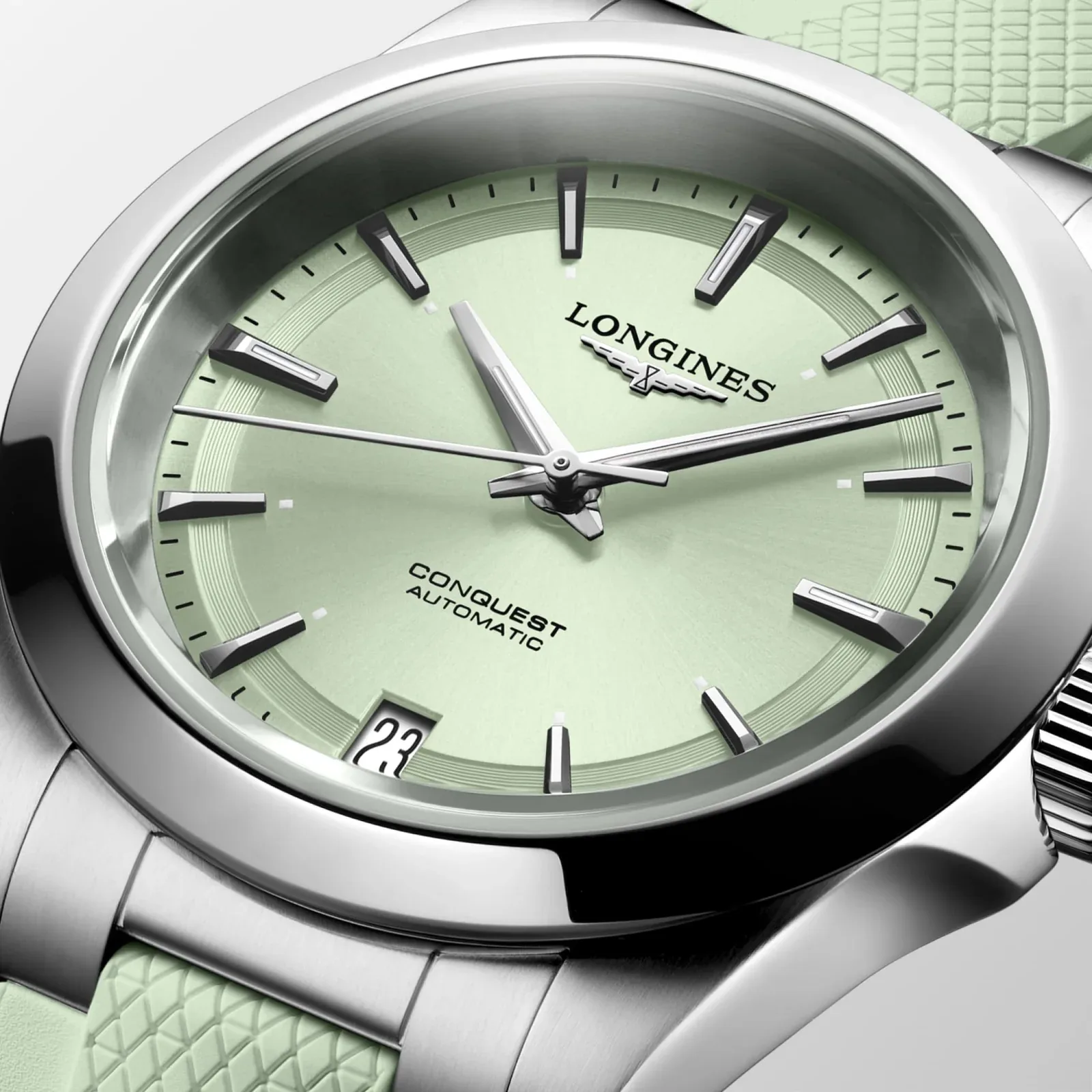 Longines Conquest Grün Kautschukband grün 34 mm Damenuhr L3.430.4.02.9