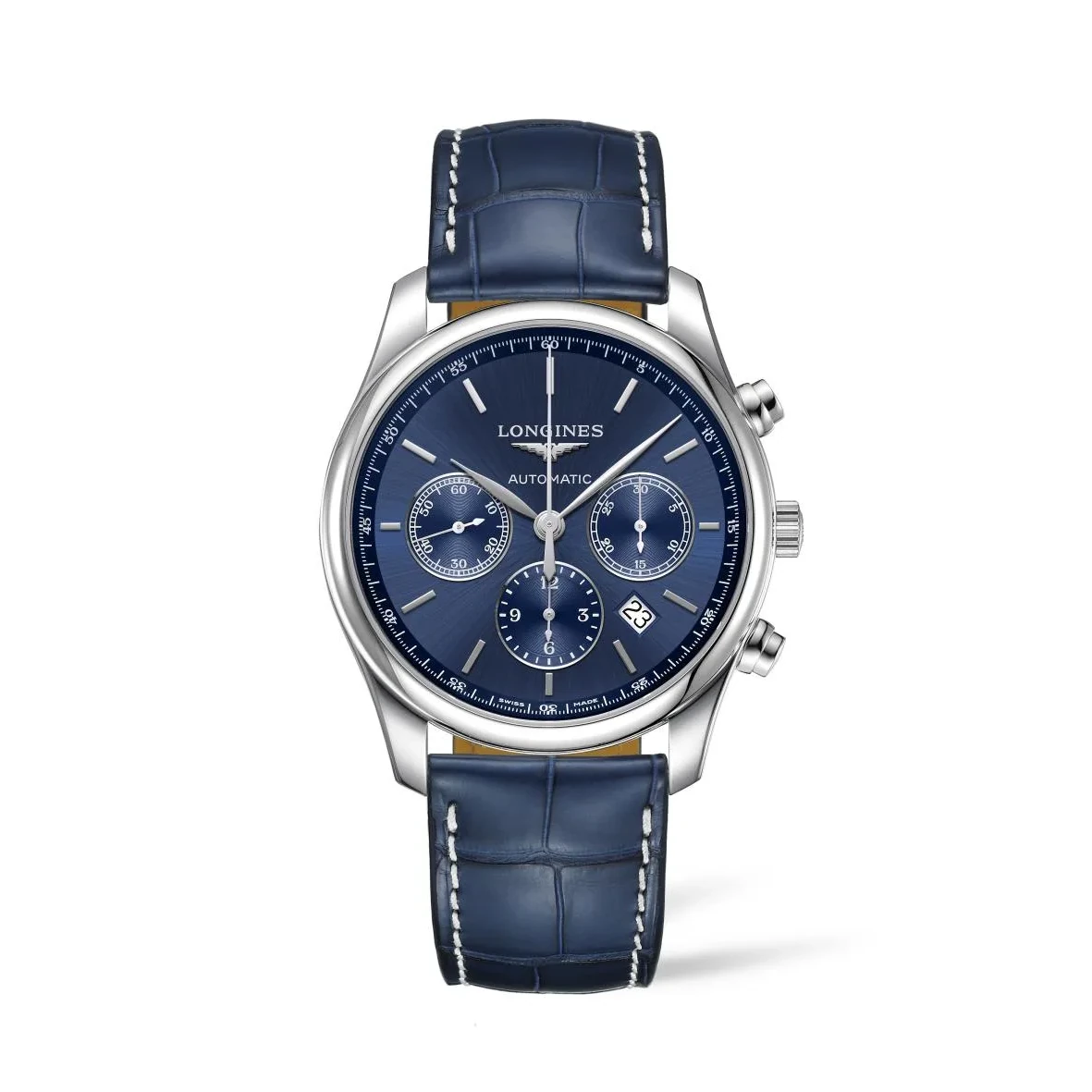 Longines Master Collection Chronograph Blau Lederband Herrenuhr L2.759.4.92.0