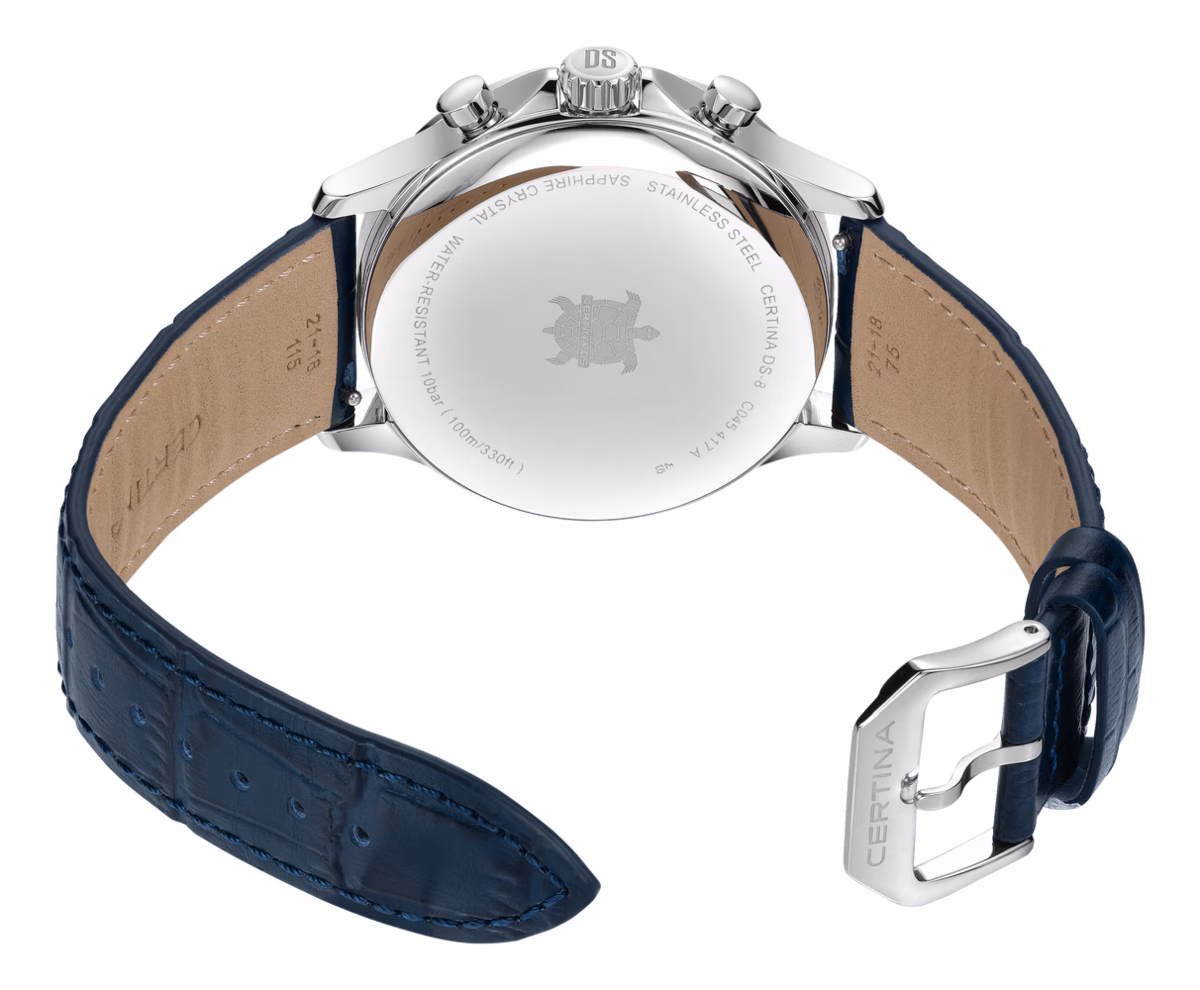 Certina DS-8 Chrono, 41mm, Quarz, Blau, Edelstahl, Lederband Herrenuhr C045.417.16.041.00
