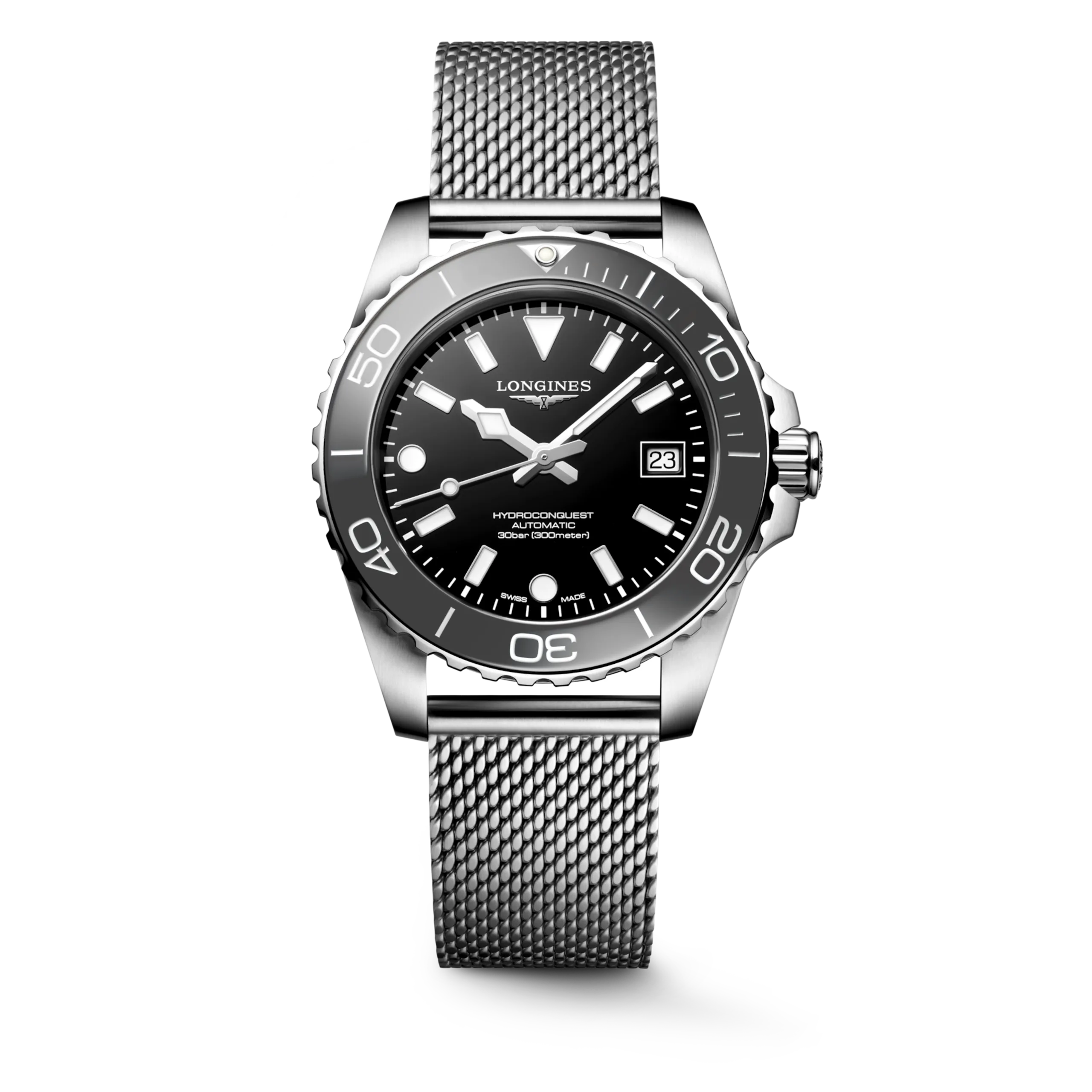 Longines Hydroconquest schwarz 39mm Automatik Herrenuhr L3.779.4.70.6