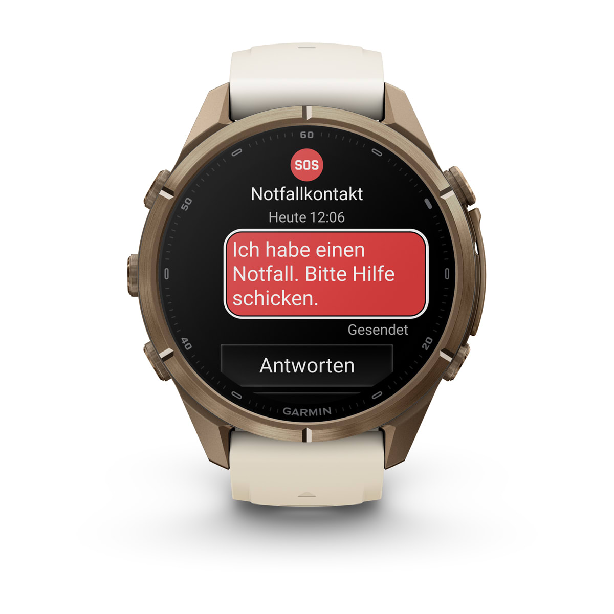 Garmin fēnix® 9 Pro inReach® - 43 mm AMOLED Sapphire Autumn Gold Titan mit Silikon-Armband Creme/French Gray 010-04335-21