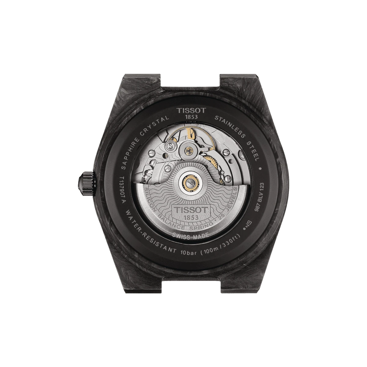 Tissot PRX 80 Herrenuhr CARBON T137.907.97.201.00 Set mit schwarzem Lederband Krokooptik