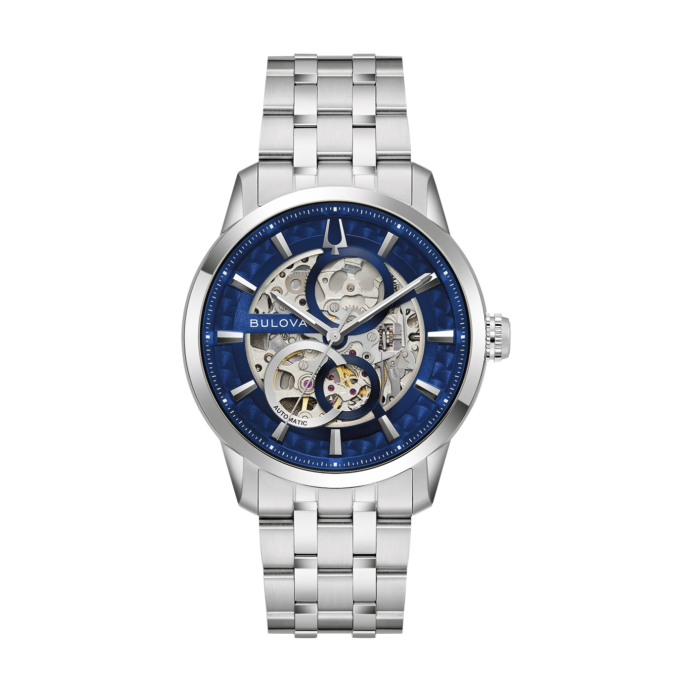 Bulova Sutton Skeleton Blau Herrenuhr 96A331