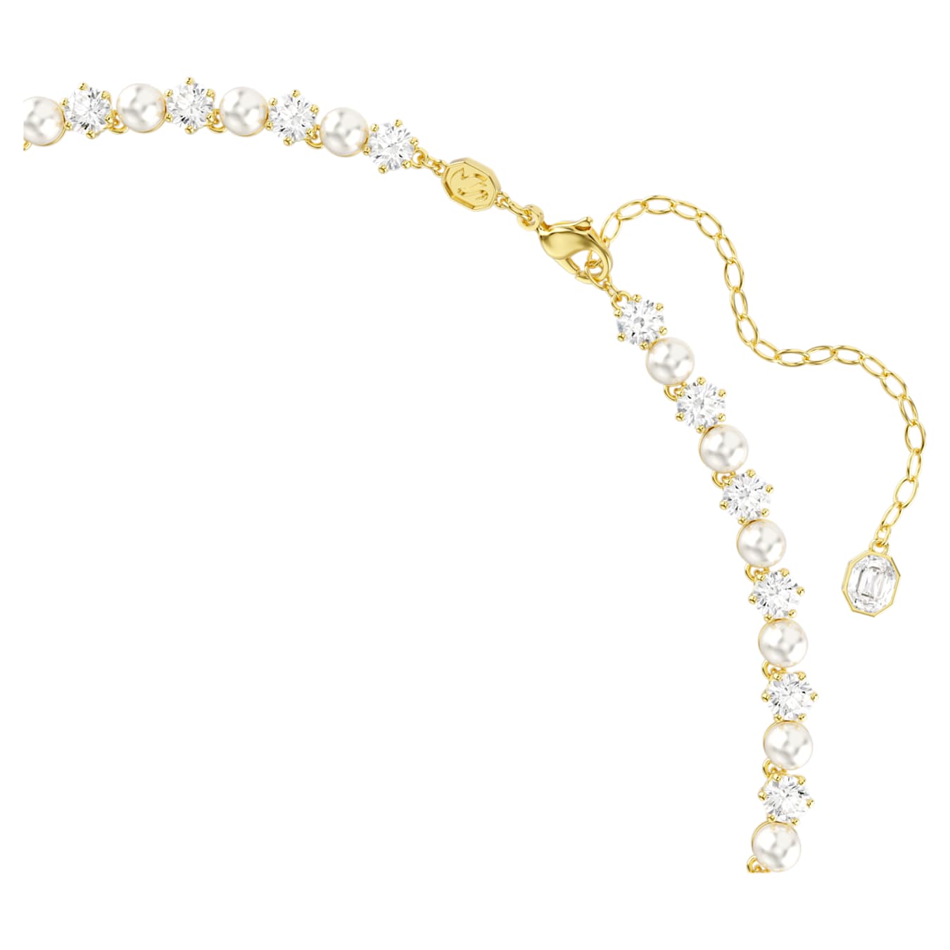 Swarovski  Matrix Tennis Halskette Kristallperle, Rundschliff, Weiß, Goldlegierungsschicht