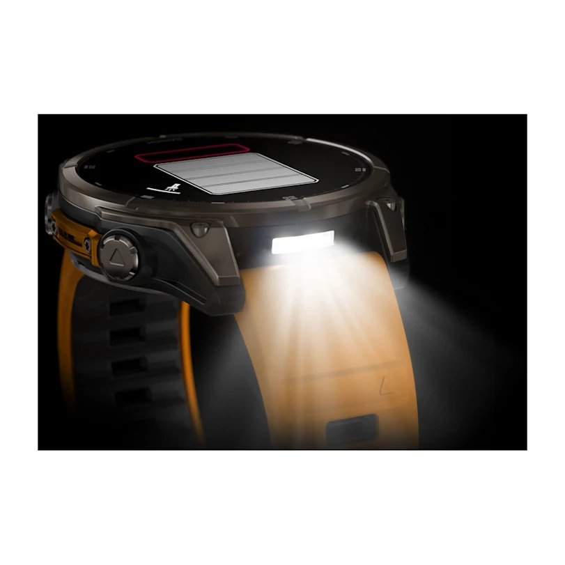 Garmin fēnix® 8 - 47 mm AMOLED Sapphire Graphit/Titanium Titan 010-02904-11 Bundle mit orangenem Silikonband 