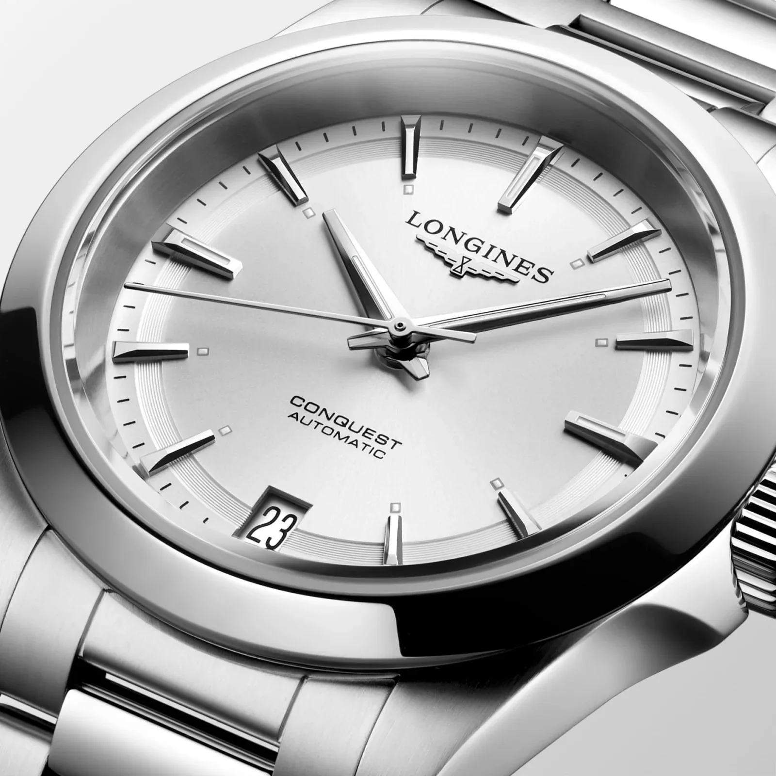 Longines Conquest Silber Edelstahlband 34 mm Damenuhr L3.430.4.72.6