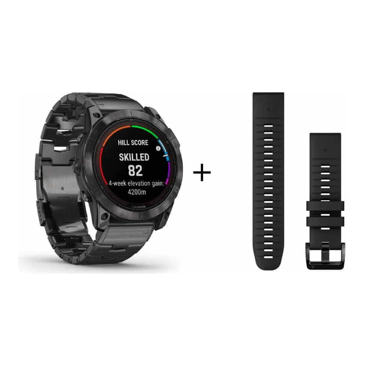 Garmin fēnix® 7X Pro Sapphire Solar Carbongrau Titan mit Titanarmband und Silikonband 010-02778-30