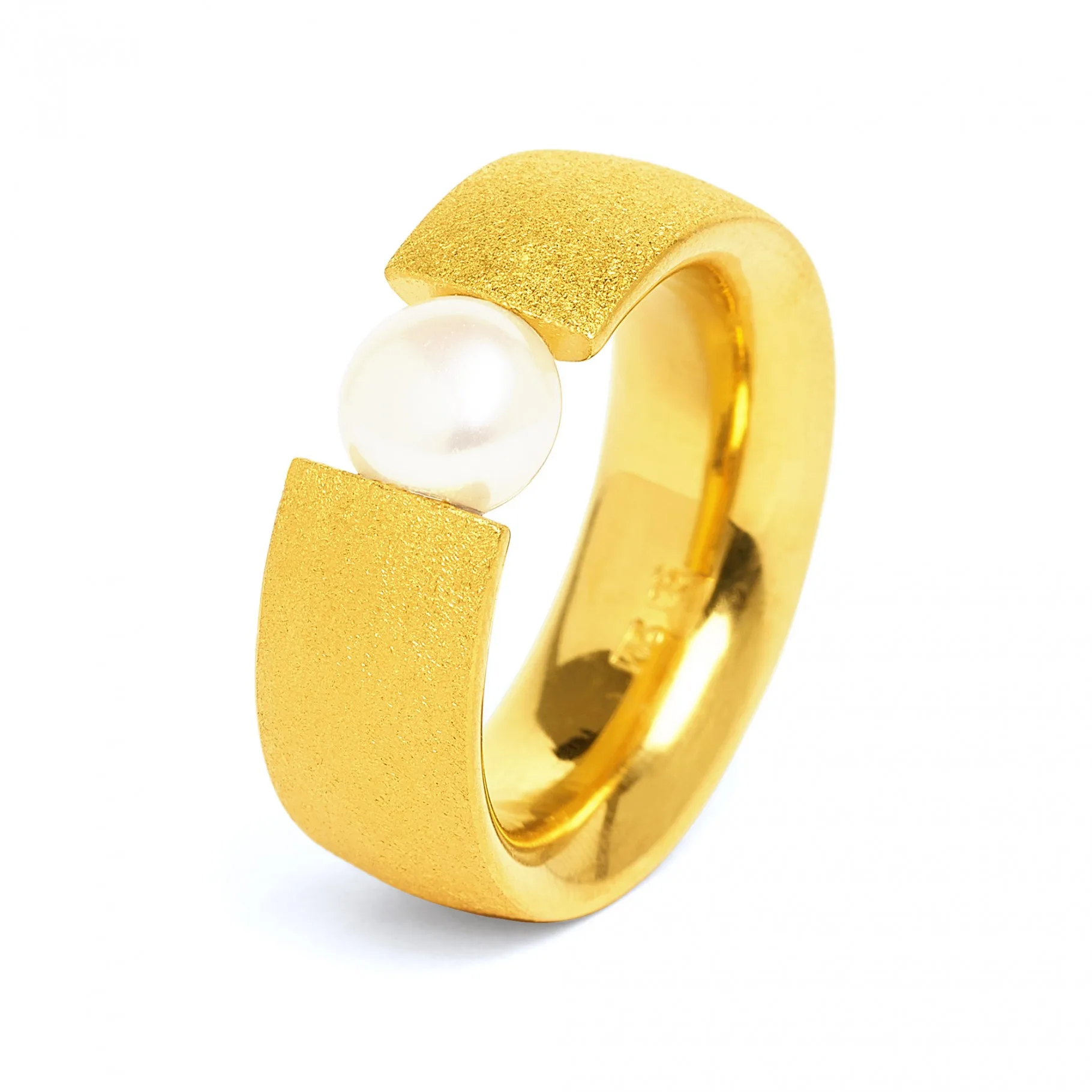 Bernd Wolf Ringe Bahia Süßwasserperle 24-Karat-goldplattiert, 925 Sterlingsilber