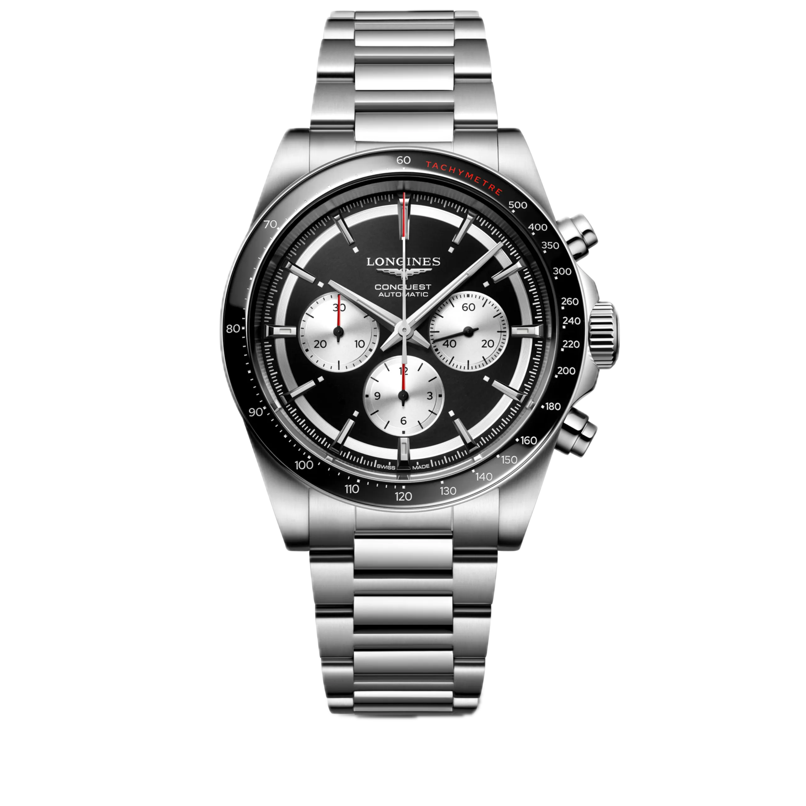 Longines Conquest Chronograph schwarz Edelstahlband Herrenuhr L3.835.4.52.6