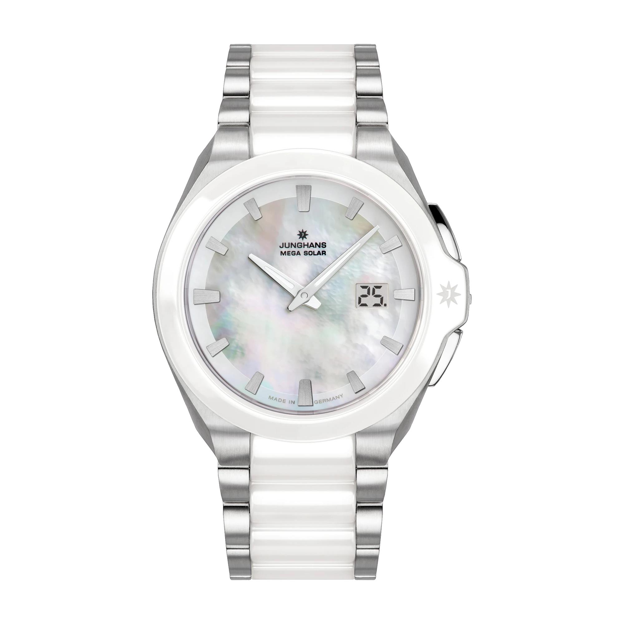 Junghans Spektrum Damen Funk Solar Keramik weiß Damenuhr 15/1601.44