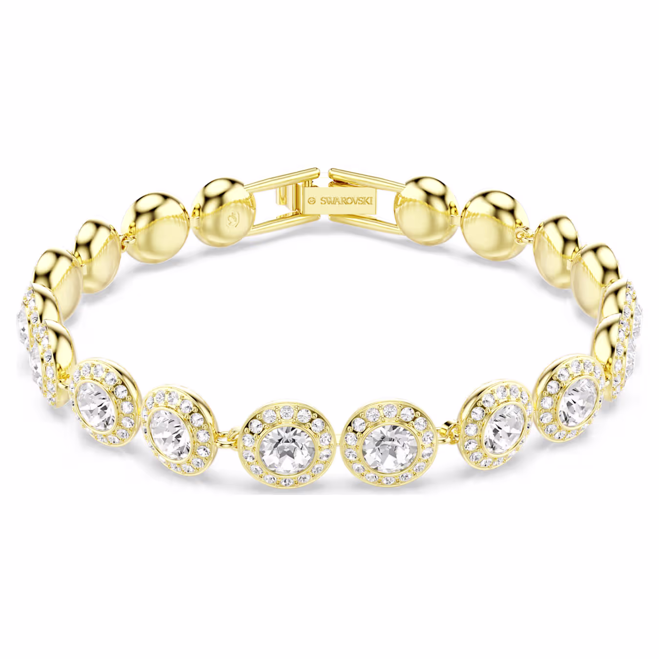Swarovski Una Angelic Armband Rundschliff, Pavé, Mittel, Weiß, 18k vergoldet