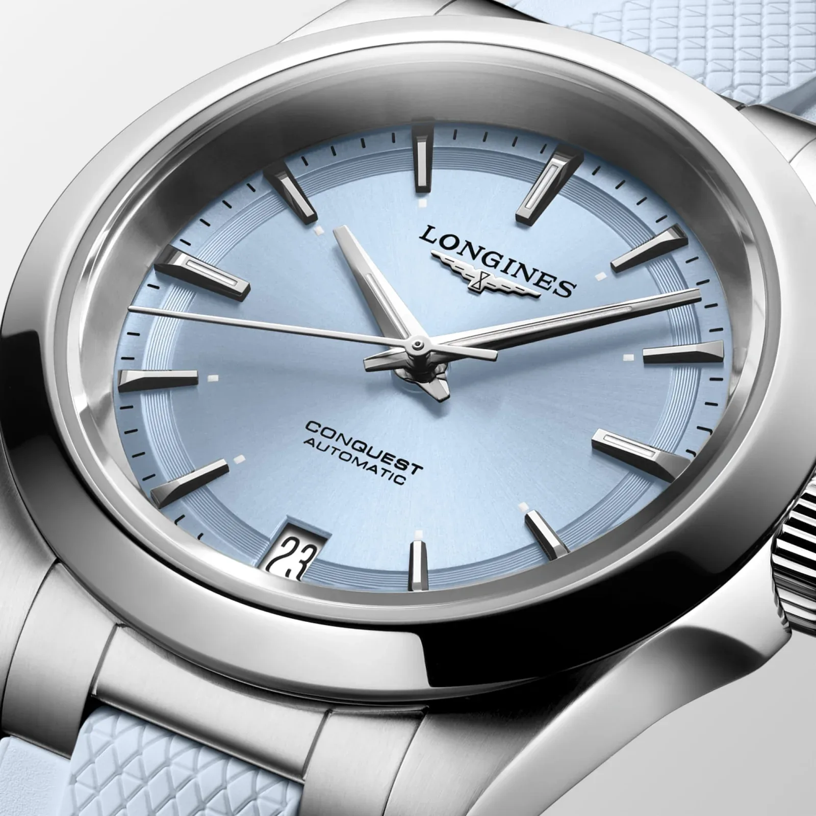 Longines Conquest Blau Kautschukband blau 34 mm Damenuhr L3.430.4.92.9
