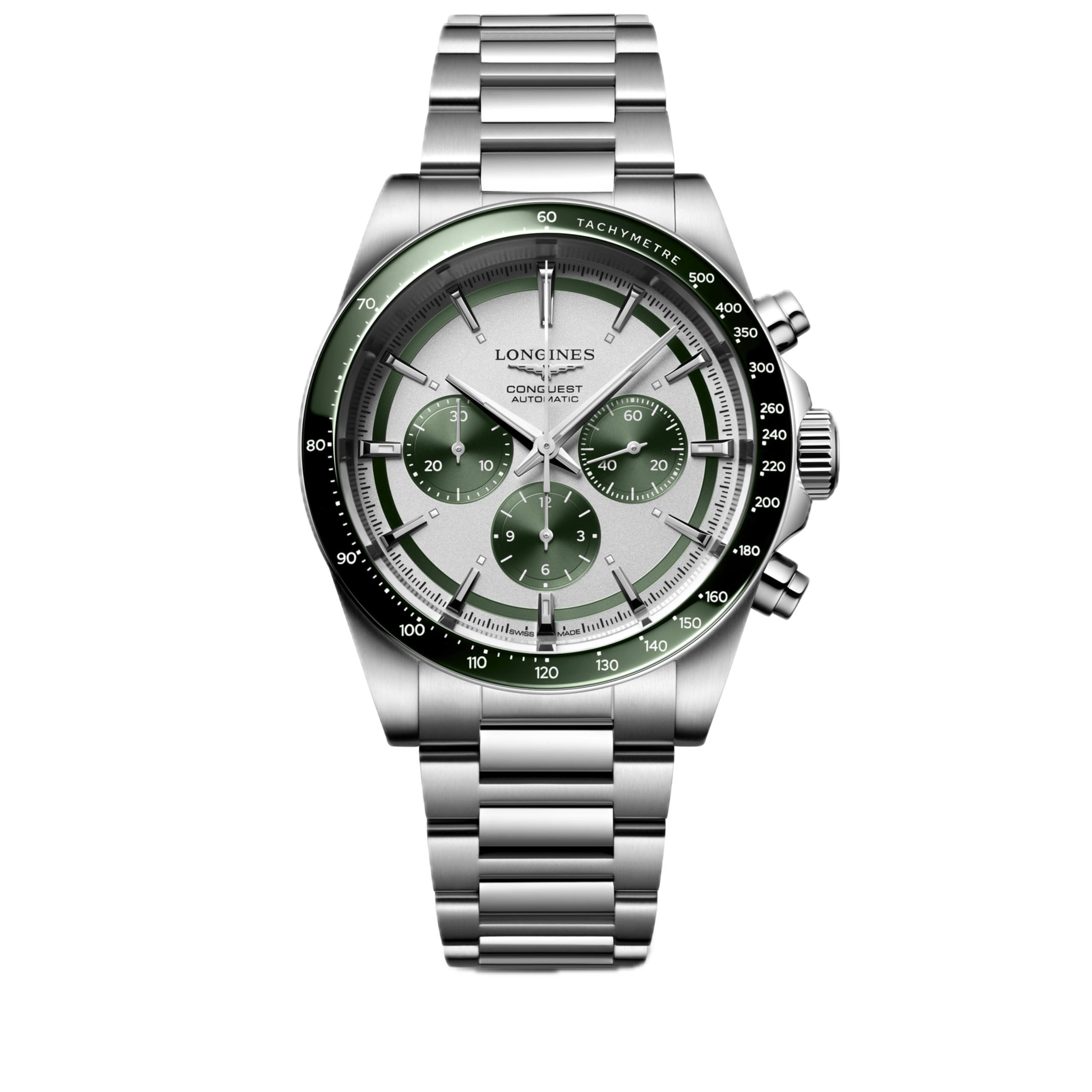 Longines Conquest Chronograph grün Edelstahl Herrenuhr L3.835.4.02.6
