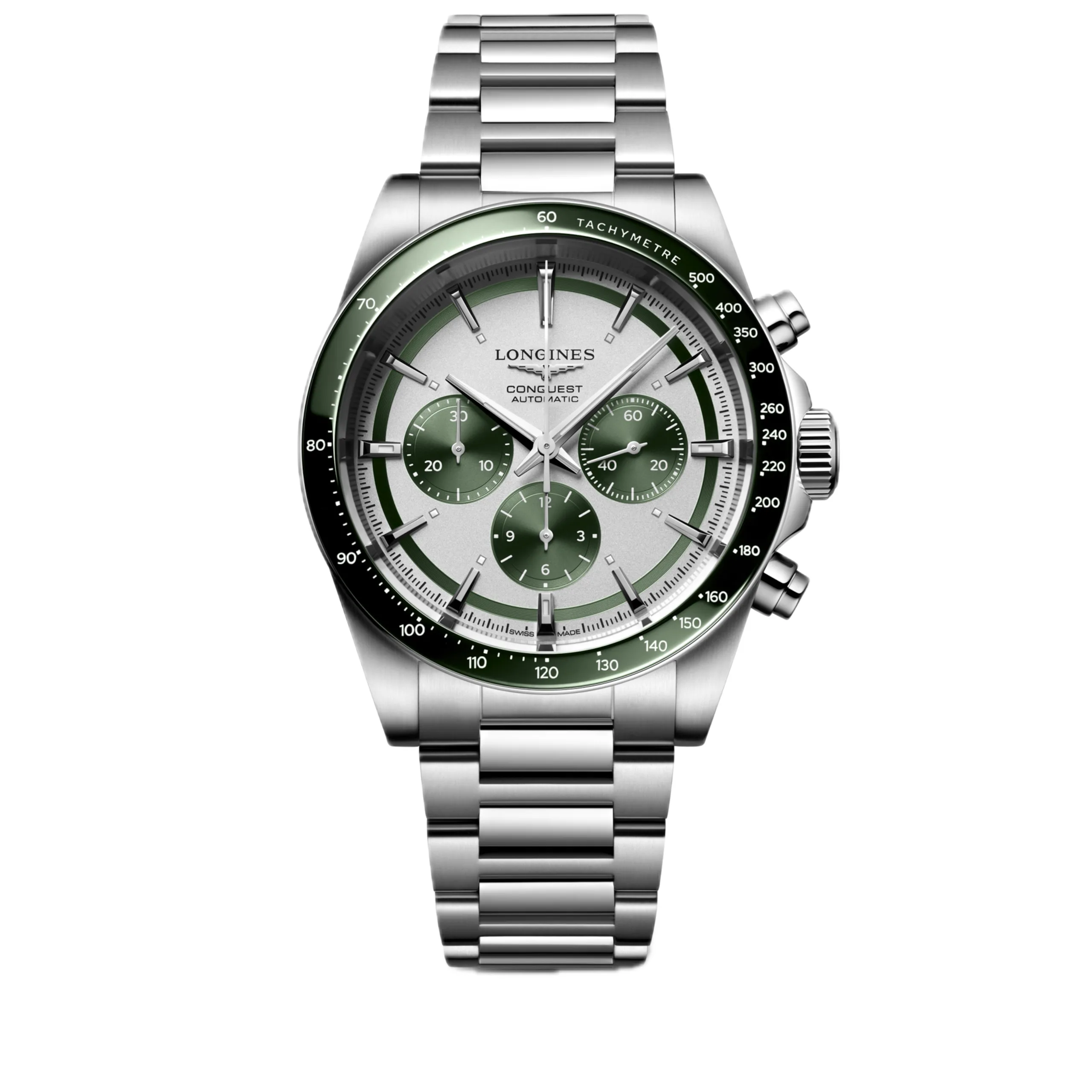 Longines Conquest Chronograph grün Edelstahl Herrenuhr L3.835.4.02.6