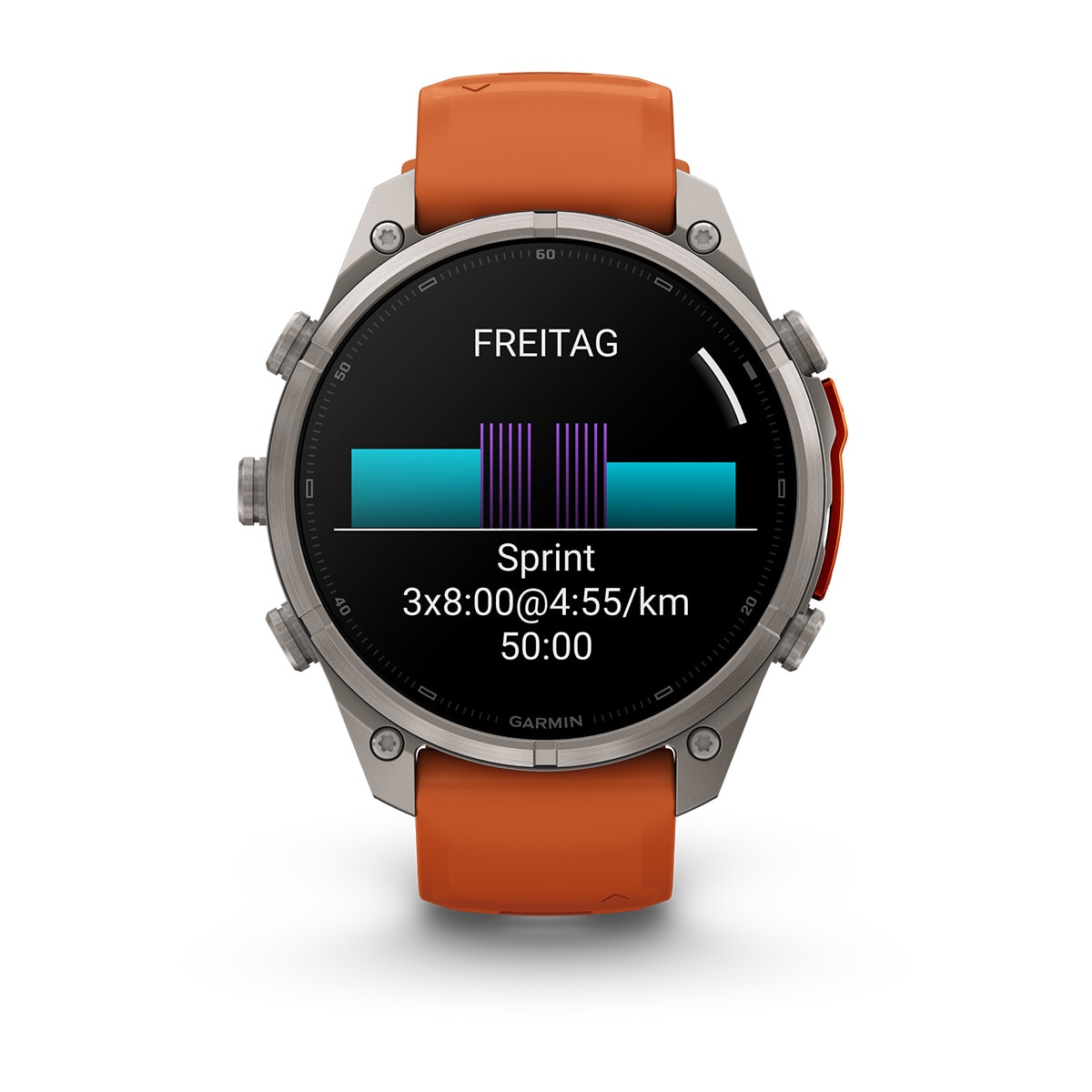 Garmin fēnix® 9 Pro inReach® - 47 mm AMOLED Sapphire Titan mit Silikon-Armband Autumn Orange/Spark Orange 010-04336-01
