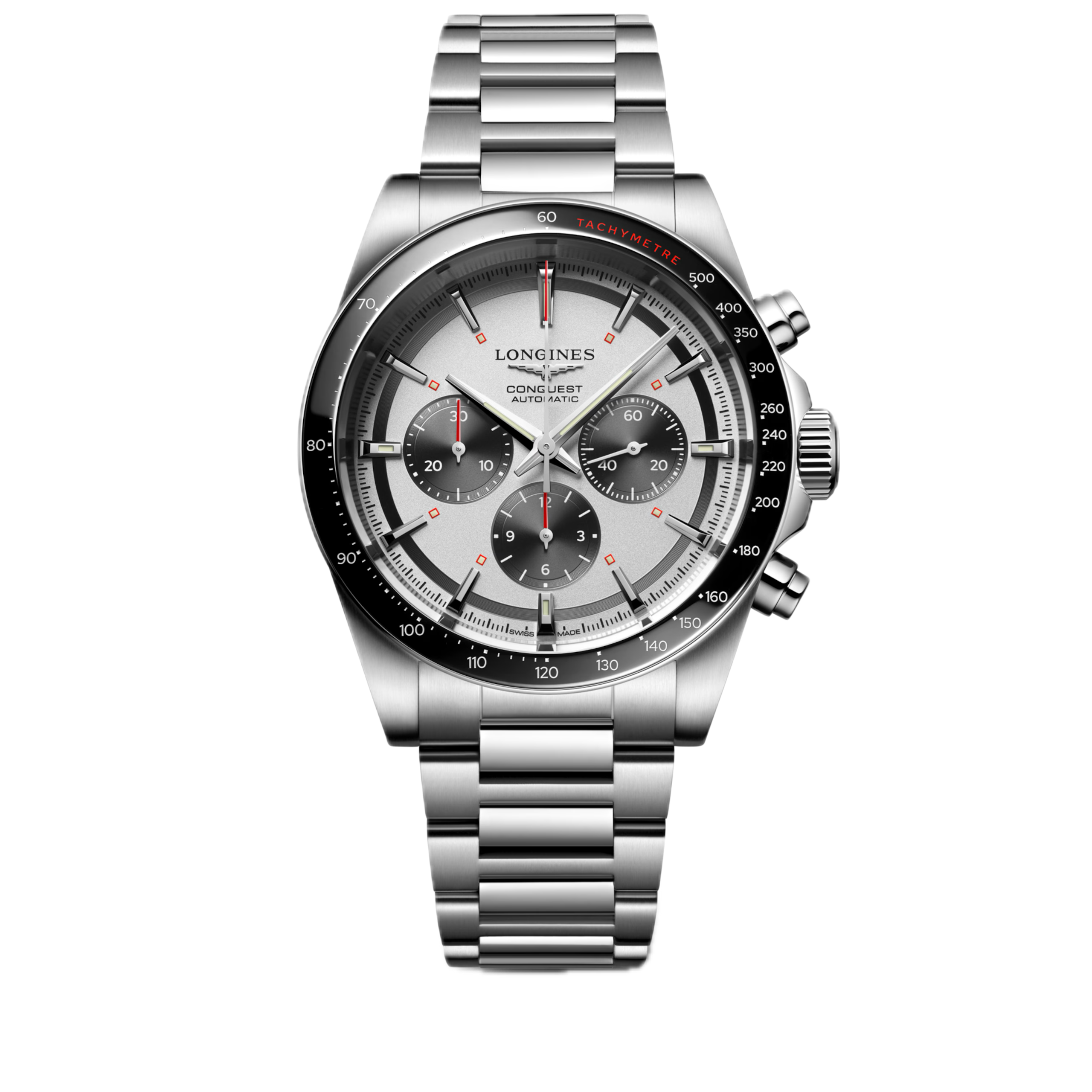 Longines Conquest Chronograph schwarz Edelstahlband Herrenuhr L3.835.4.72.6