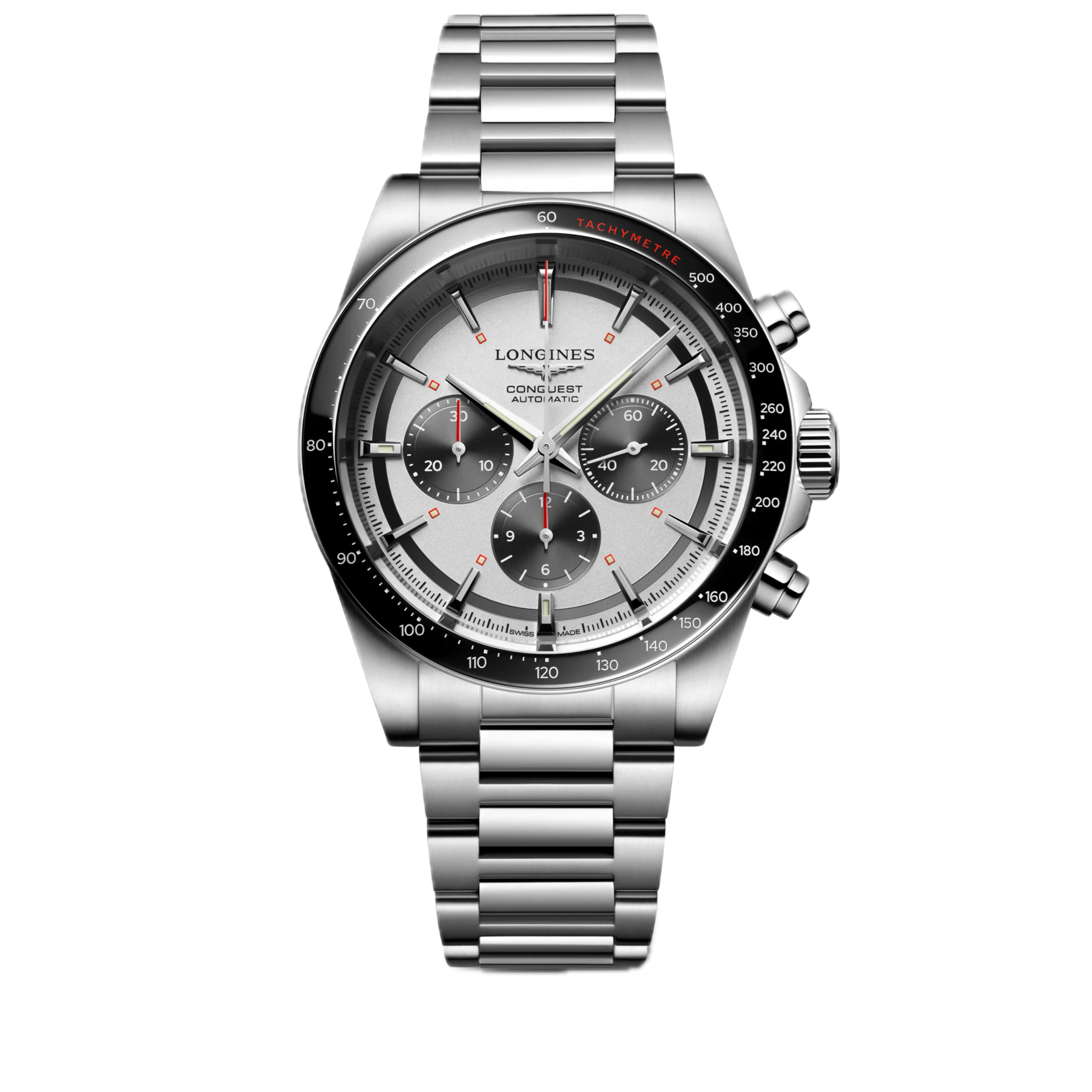 Longines Conquest Chronograph schwarz Edelstahlband Herrenuhr L3.835.4.72.6