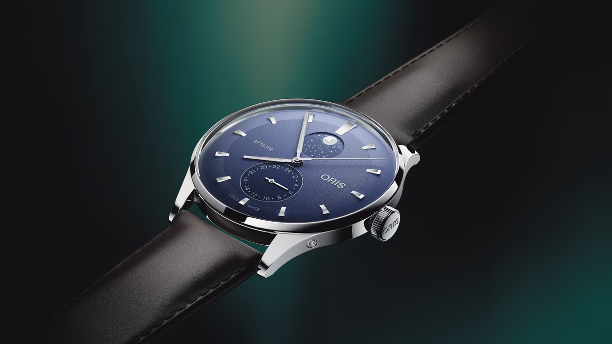 Oris Artelier Complication, 39.50 mm, Lederband, Blau Herrenuhr 01 782 7811 4055-07 6 20 17FC