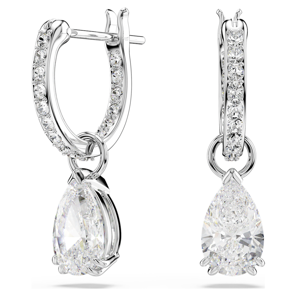 Swarovski Stilla Drop-Ohrhänger, Tropfenschliff, Rundschliff, Weiß, Rhodiniert 5636716