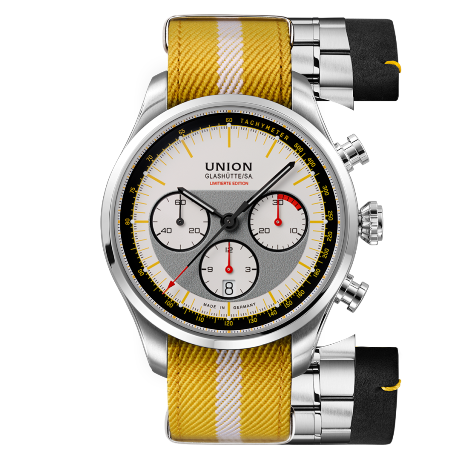 Union Glashütte Belisar Chronograph Limitierte Edition Silvretta Classic 44 mm, Automatikwerk, 65 Stunden Gangreserve Herrenuhr D009.427.18.011.09