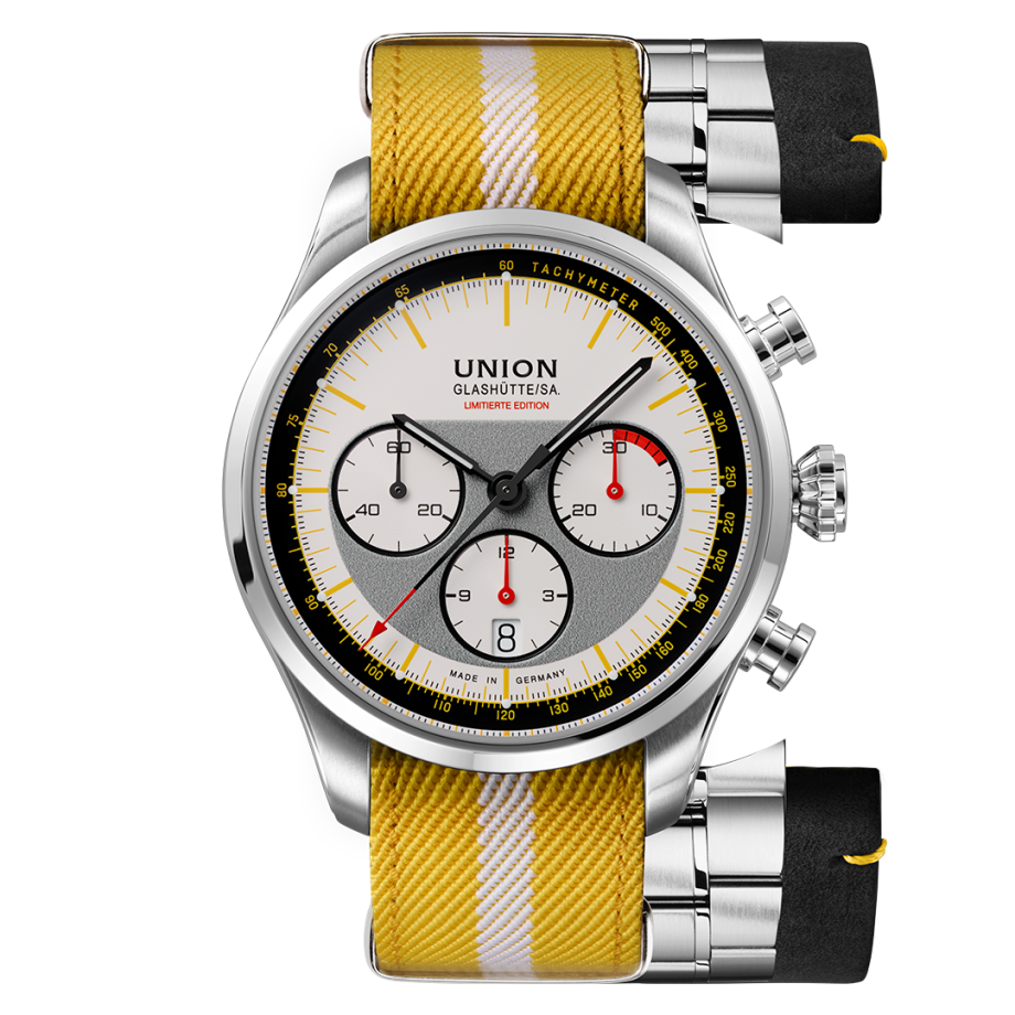 Union Glashütte Belisar Chronograph Limitierte Edition Silvretta Classic 44 mm, Automatikwerk, 65 Stunden Gangreserve Herrenuhr D009.427.18.011.09