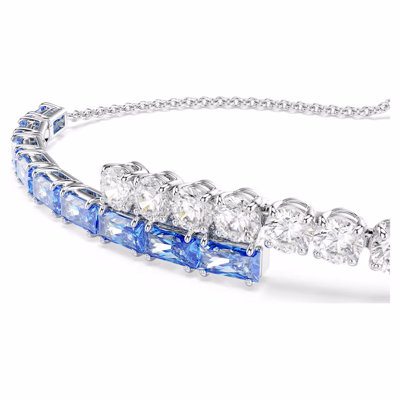 Swarovski  Matrix Tennis Armband Verschiedene Schliffe, Blau, Rhodiniert