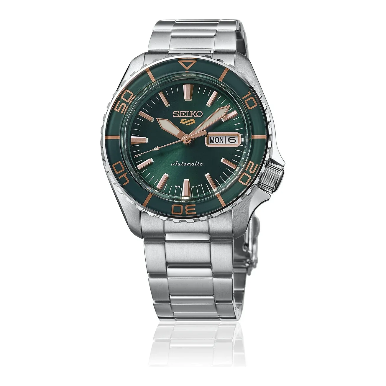 Seiko 5 Sports SKX Automatik 42 mm Edelstahlband Grün Herrenuhr HDB005K1