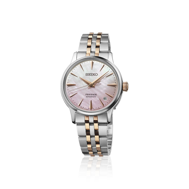 Seiko Presage Cocktail Time Automatik, Limited Edition, 3 Zeiger, Rosa, Multicolor Damenuhr SRPM06J1