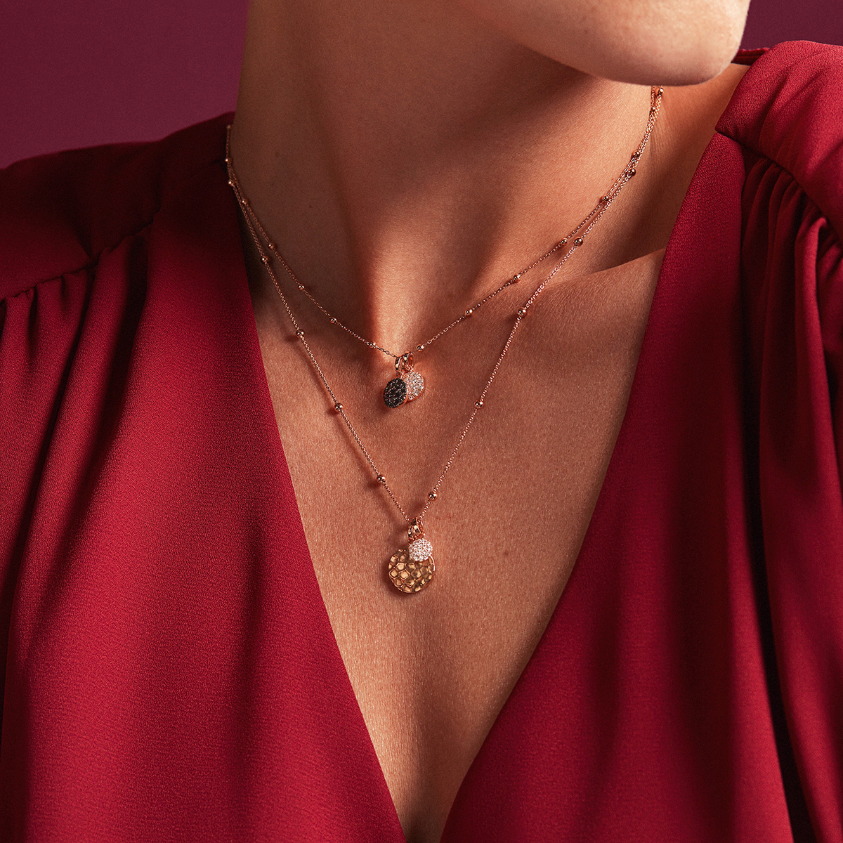 One More Eolo Damen Anhänger in 18 Karat Rosegold mit Diamanten 92E206A