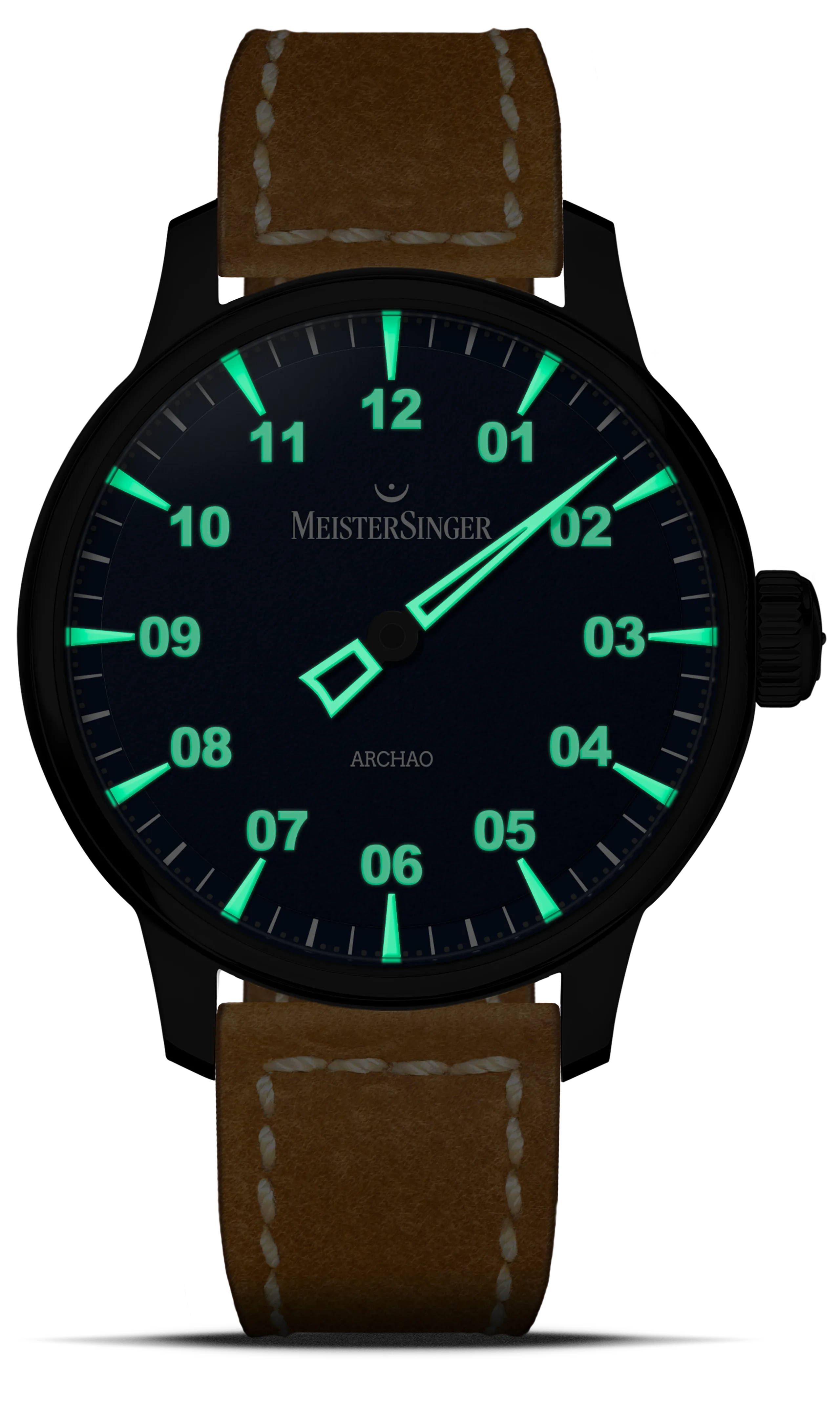Meister Singer Archao DLC, Blau, Automatikwerk, 43 mm, Lederband Herrenuhr AR908BL