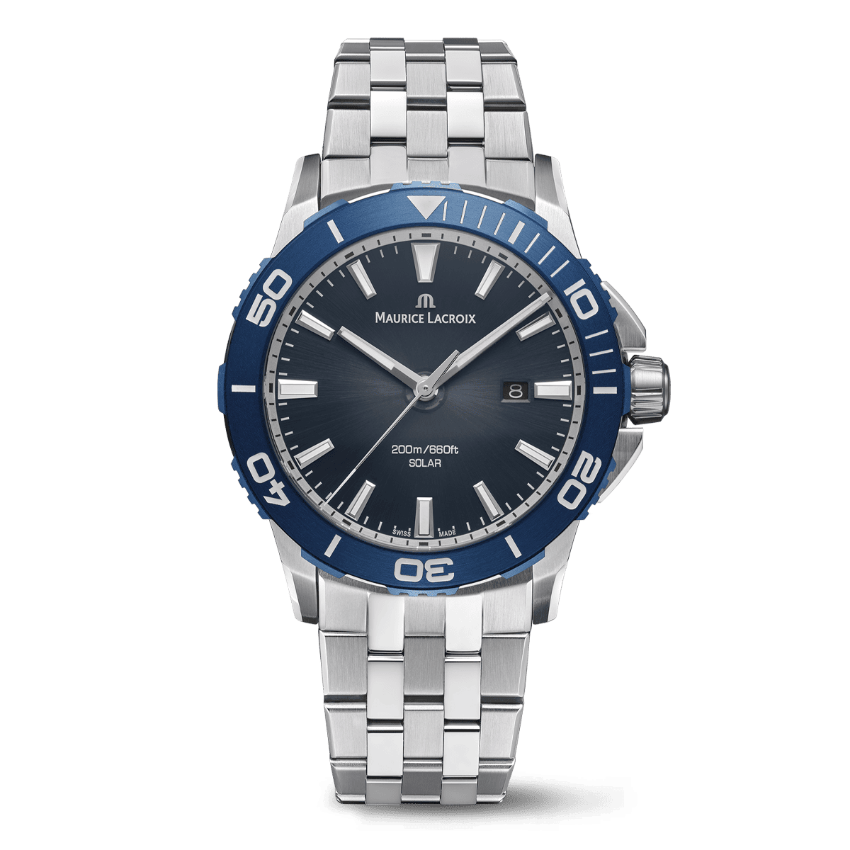 Maurice Lacroix PONTOS S SOLAR 42mm, Quartz, Edelstahlarmband Herrenuhr PT1008-SSL42-430-1