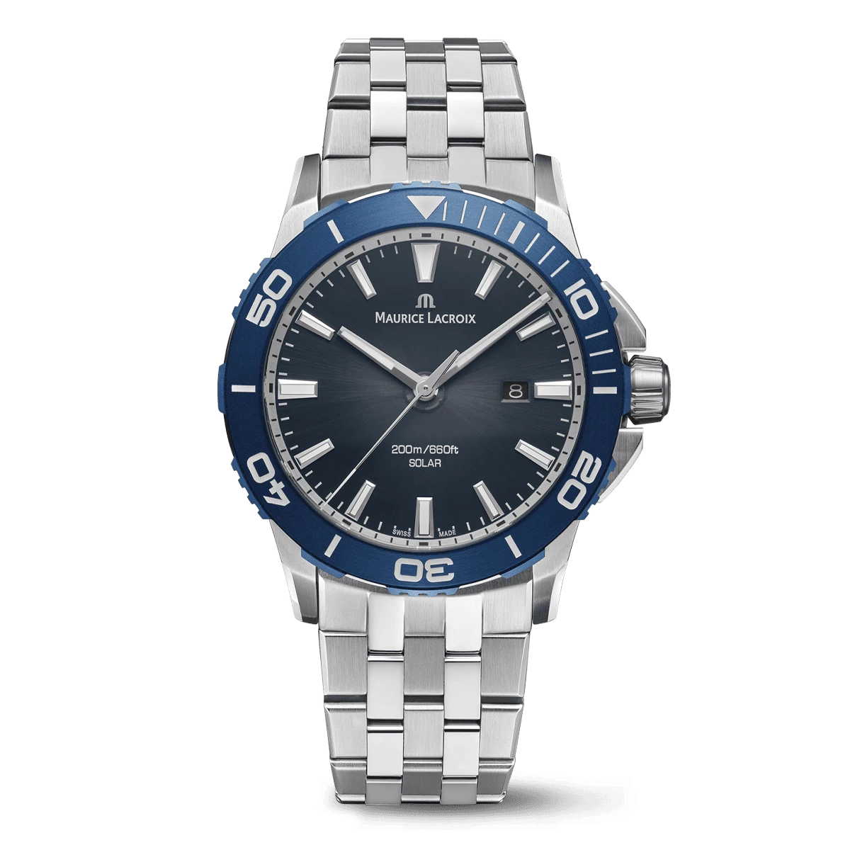 Maurice Lacroix PONTOS S SOLAR 42mm, Quartz, Edelstahlarmband Herrenuhr PT1008-SSL42-430-1