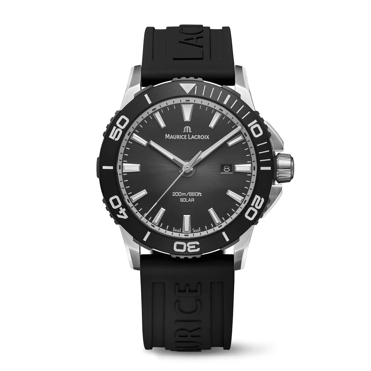 Maurice Lacroix PONTOS S SOLAR, 42mm, Quarz, Schwarzes Kautschukarmband Herrenuhr PT1008-SSL20-330-2