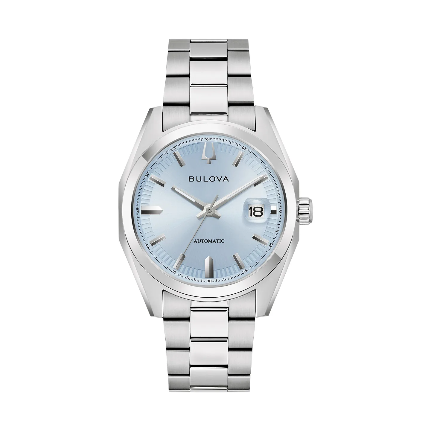 Bulova Surveyor Automatik Hellblau Edelstahlband Herrenuhr 96B469
