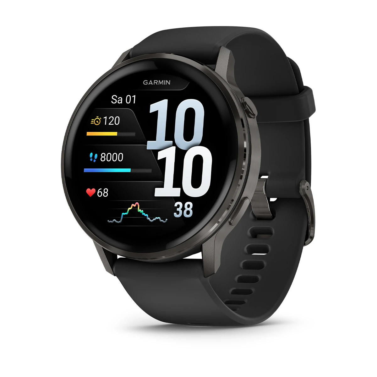Garmin Venu® 4 - 45 mm Schwarz/Schiefergrau mit Schnellwechsel-Silikon-Armband 22 mm Unisexuhr 010-03014-00