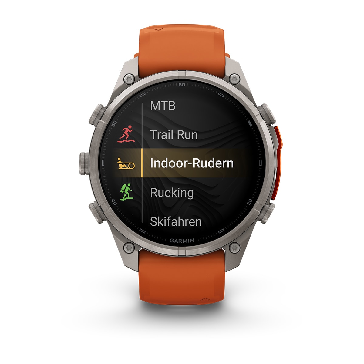 Garmin fēnix® 9 Pro inReach® - 47 mm AMOLED Sapphire Titan mit Silikon-Armband Autumn Orange/Spark Orange 010-04336-01