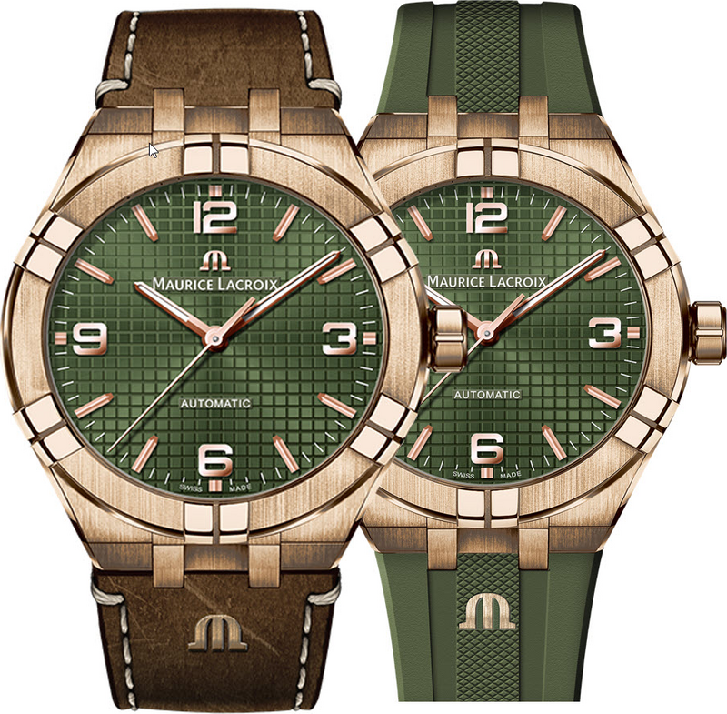 Maurice Lacroix Aikon Automatik Limited Edition, Lederband und Kautschukband Herrenuhr AI6008-BRZ0B-630-M