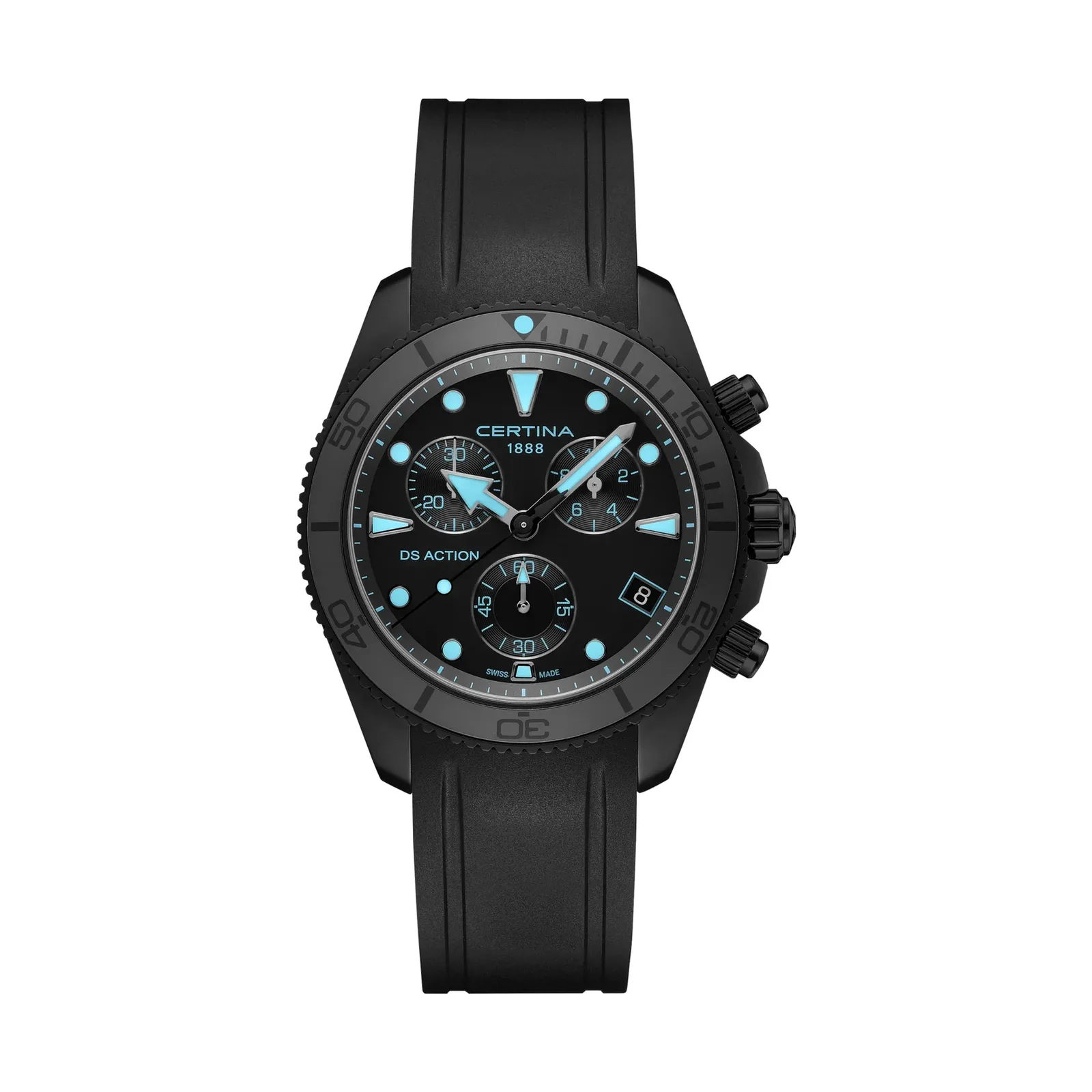 Certina DS Action Chrono Silikonband Schwarz Herrenuhr C048.417.37.051.01