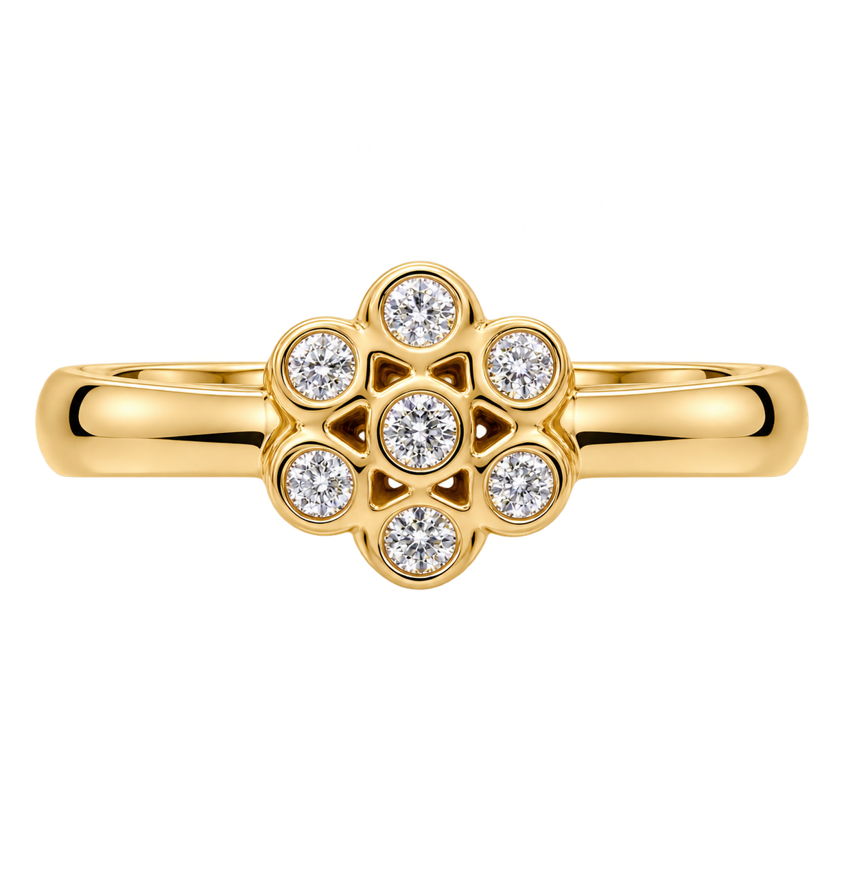Melano Friends Blüten Ring Gr. 58, goldfarben mit Zirkonia