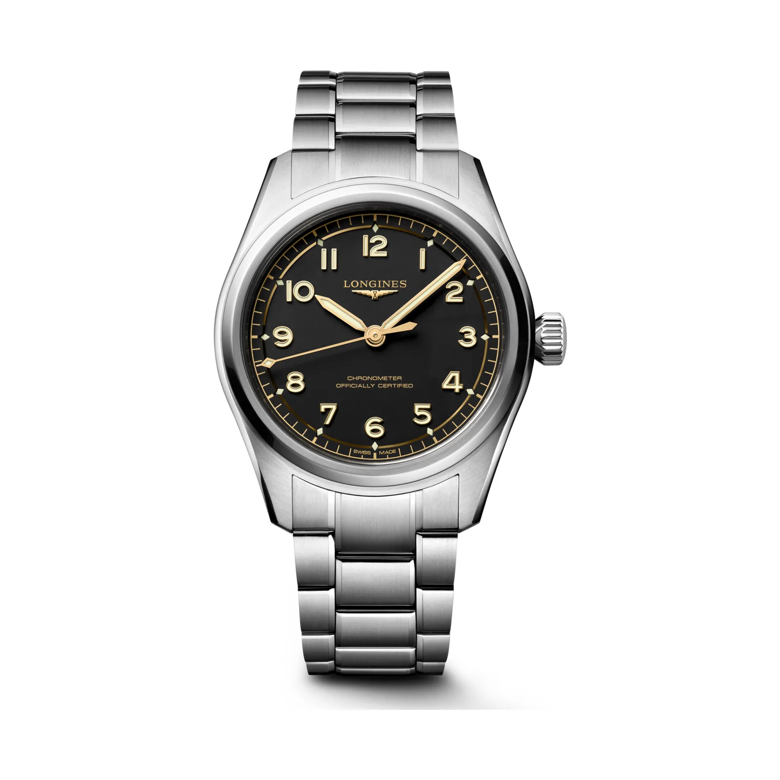Longines Spirit Pilot Automatik 39 mm Edelstahlband Schwarz Herrenuhr L3.809.4.53.6